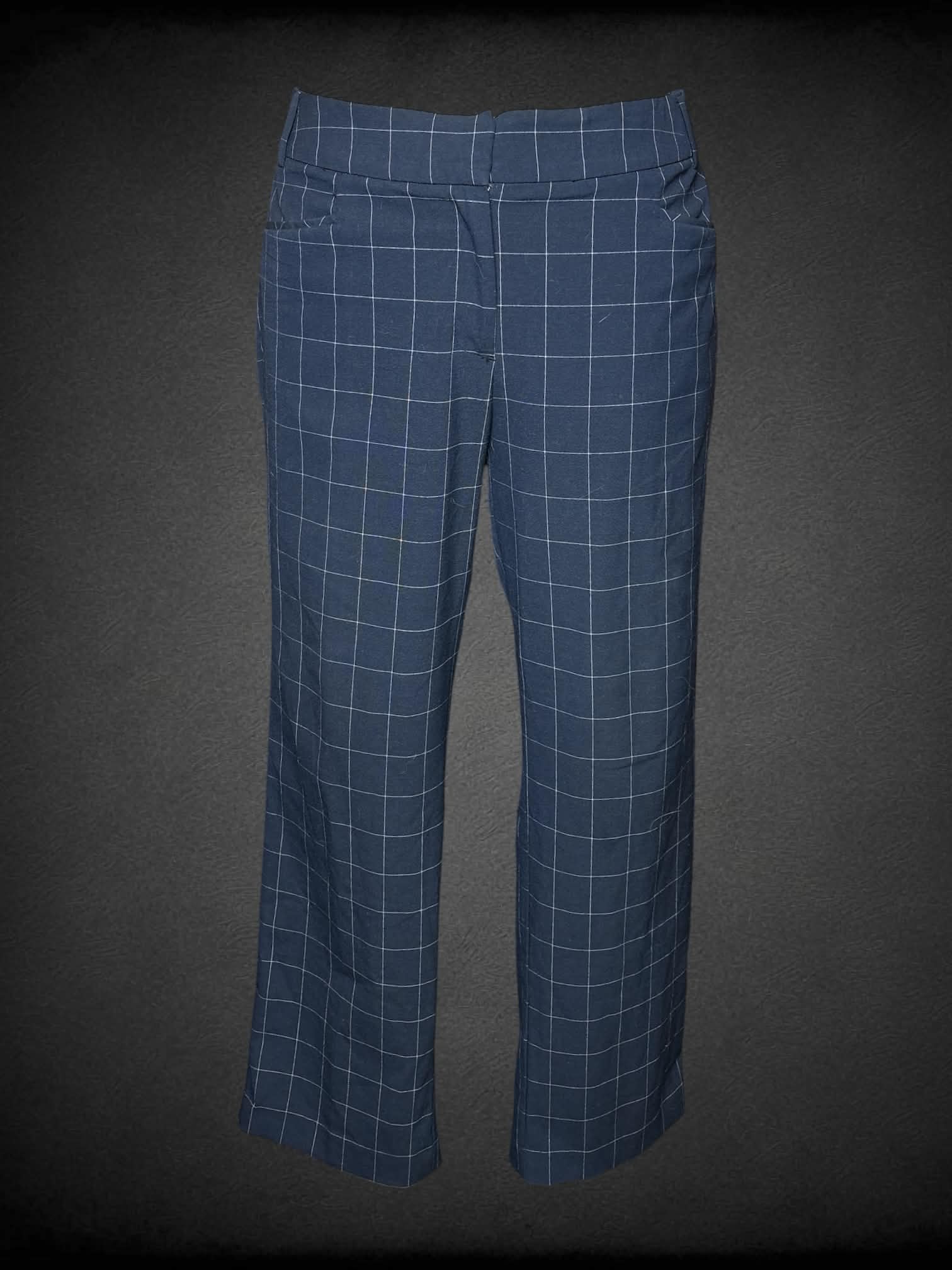 1X Lane Bryant navy blue pants with white grid pattern
