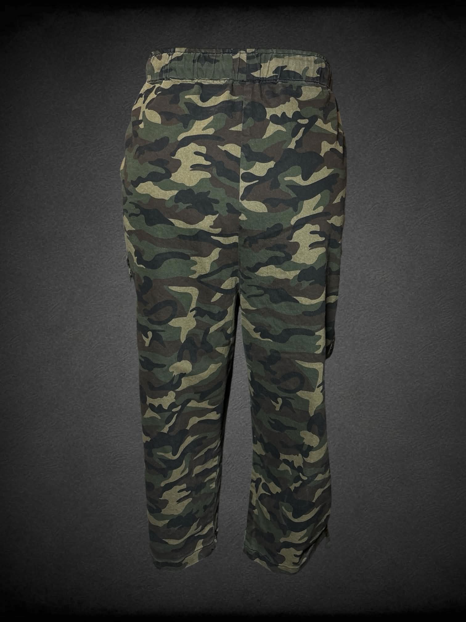 3X Agnes Orinda green camo cargo pants with adjustable stretch waist