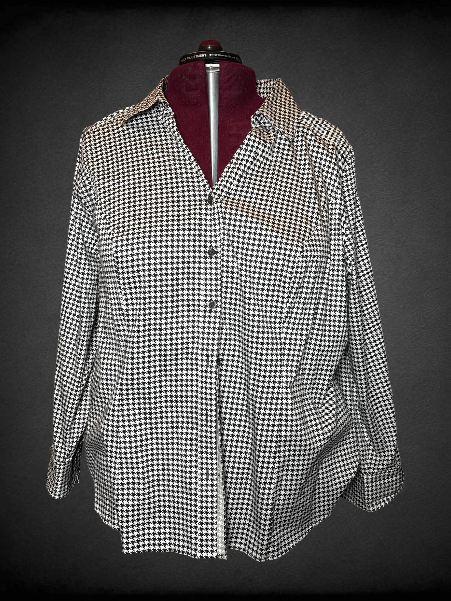 2X Lane Bryant NWT black & white button-up shirt with houndstooth pattern