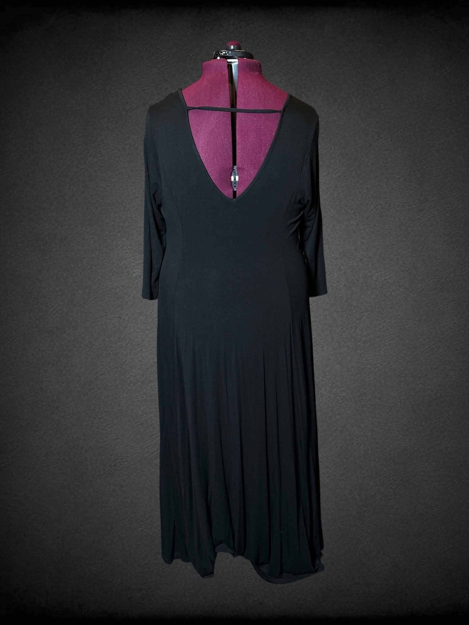 3X Disney black high-low dress with “Maleficent” symmetrical design on front