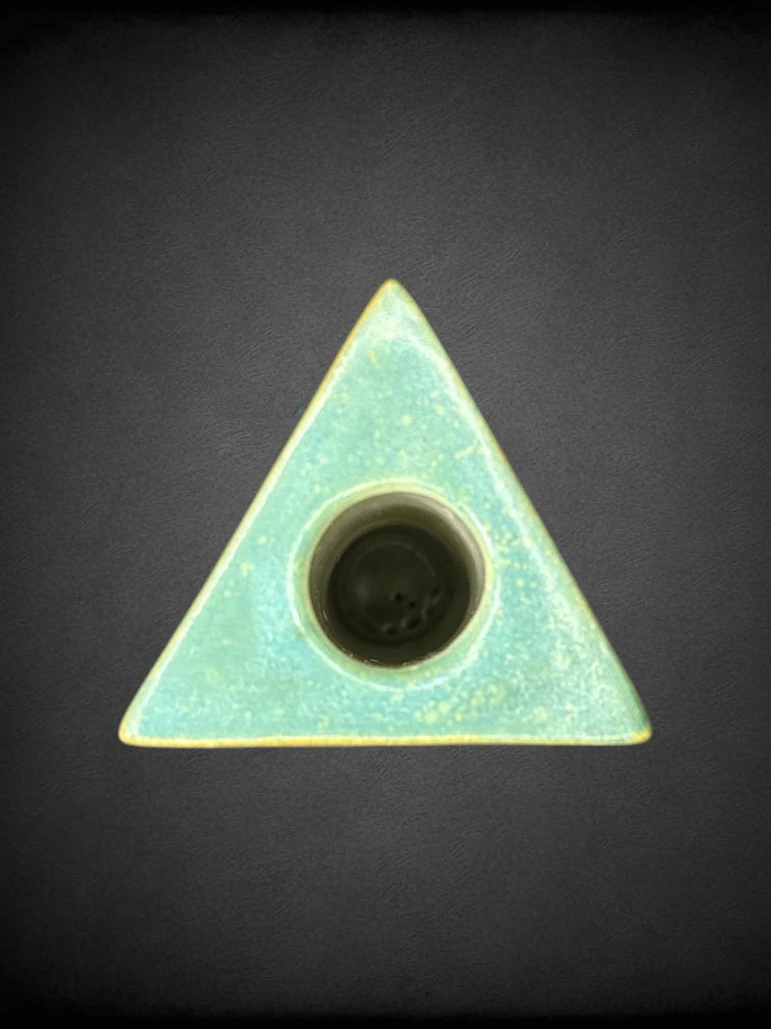 T.S. Post triangular hand-painted ceramic vase