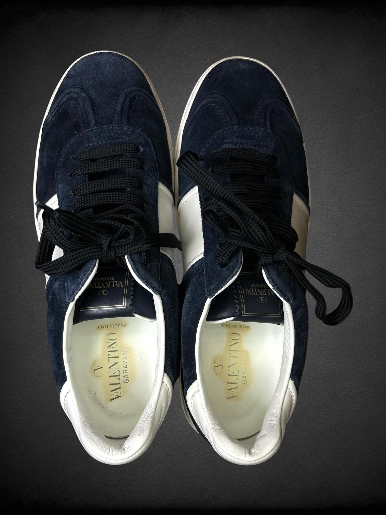 Size 41 Valentino Garavani blue suede sneakers with studded heel