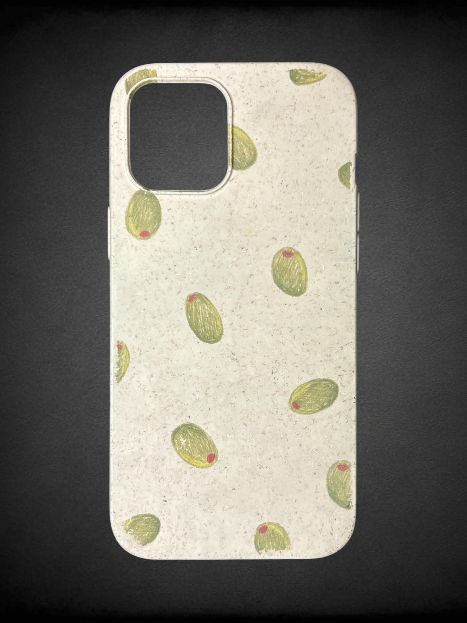 iPhone 12 Pro Max Pela beige phone case with olive pattern