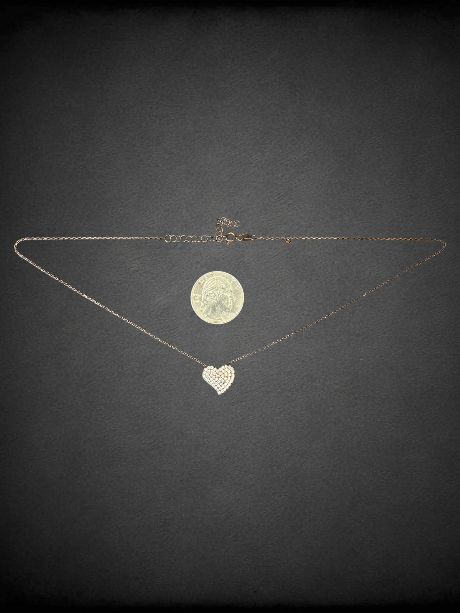 925 Sterling Silver chain necklace with heart charm
