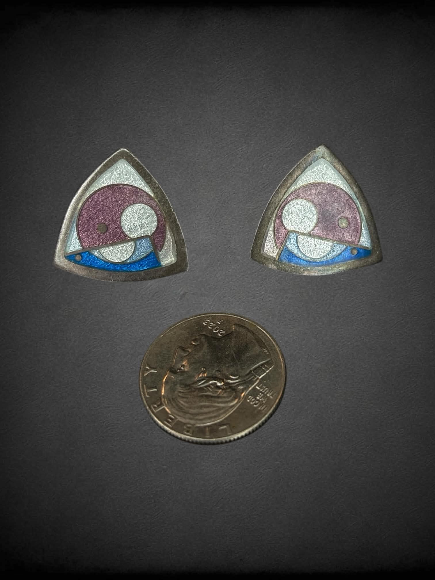 Vintage triangular chunky earrings with abstract design