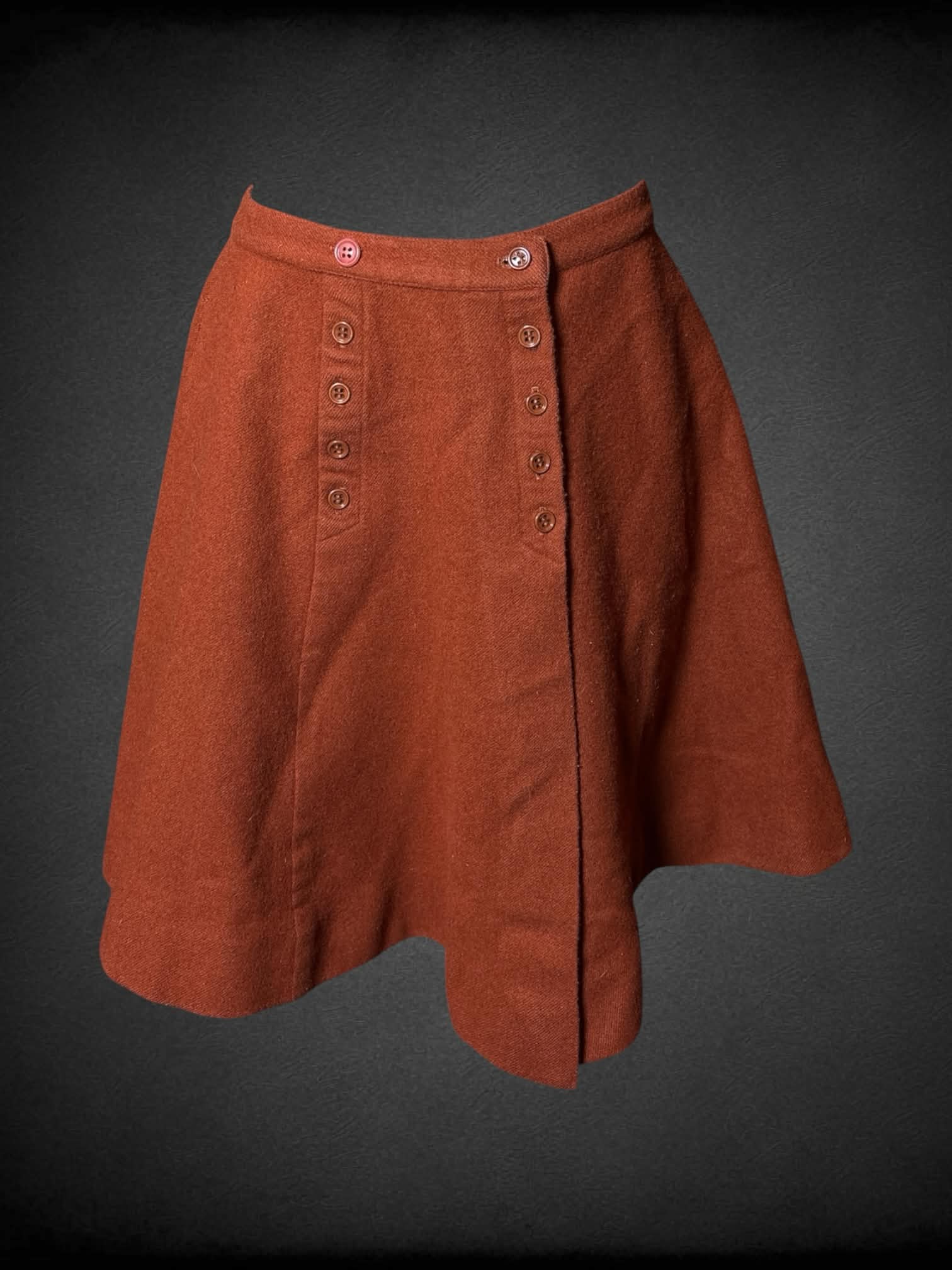 XS Craig Craely vintage burnt orange wool button-up skirt