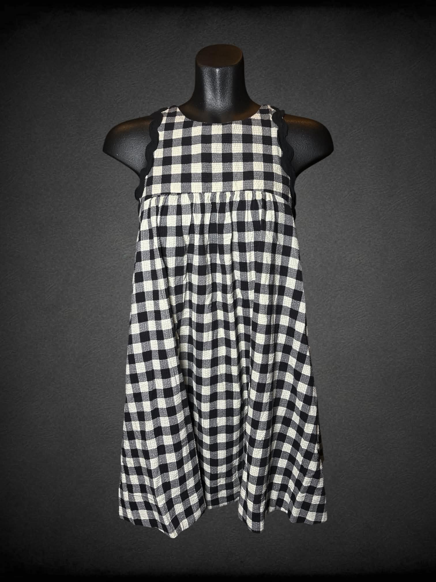 S Kimchi Blue black & white short gingham babydoll dress with pockets