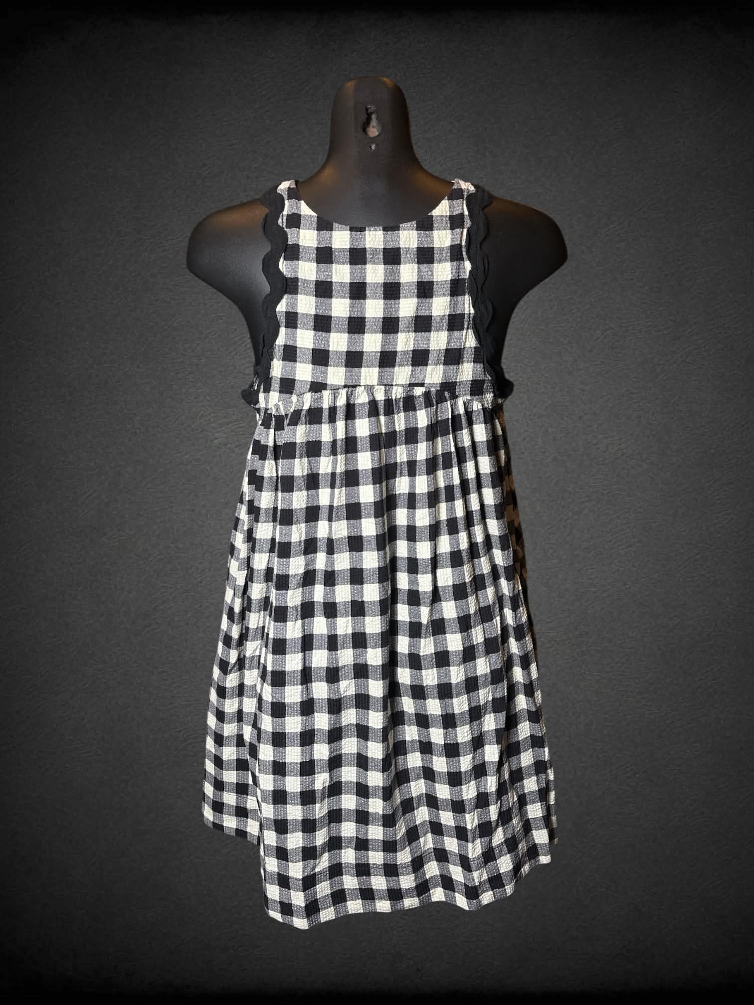 S Kimchi Blue black & white short gingham babydoll dress with pockets