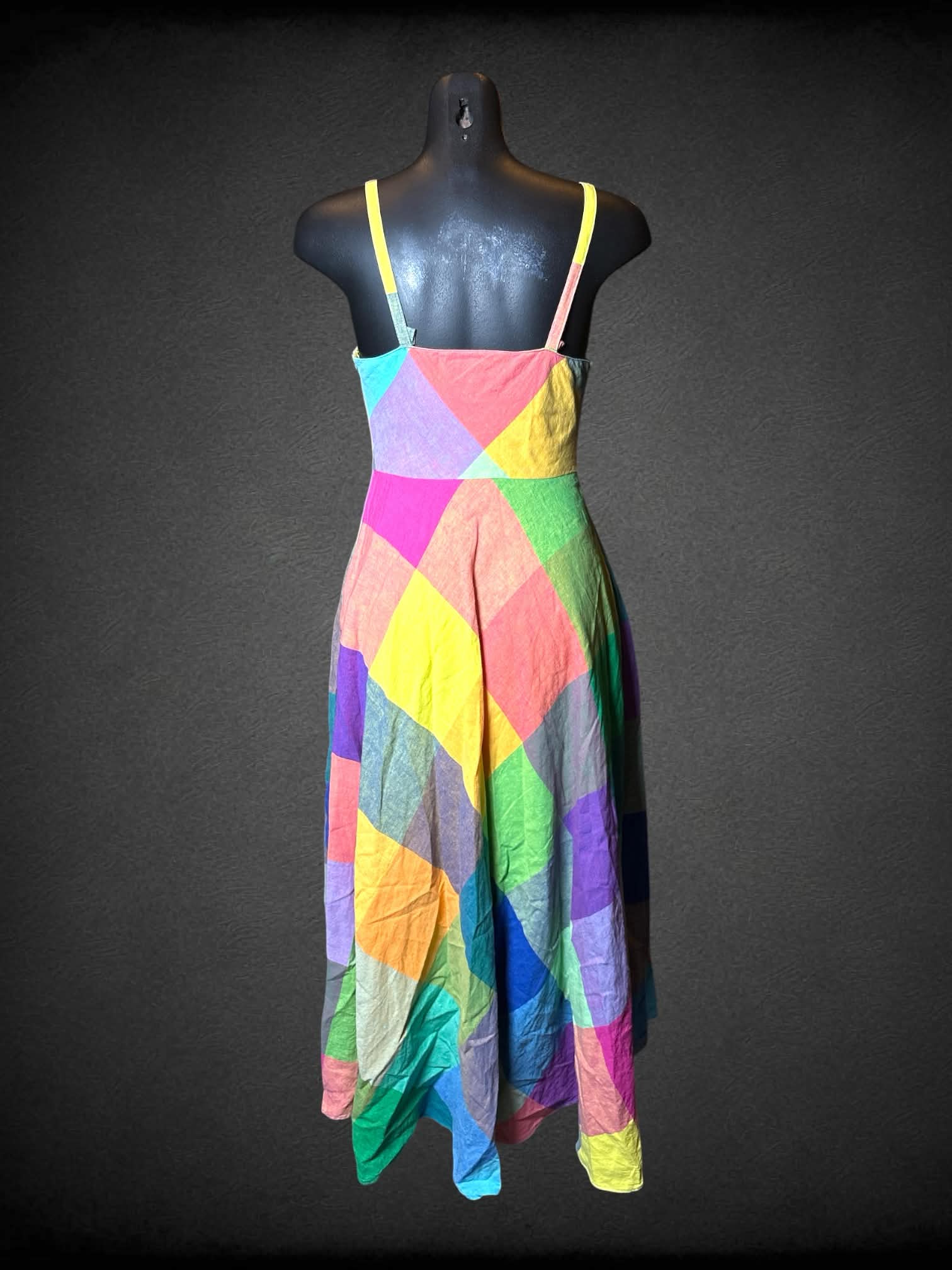 S Liz Claiborne colorful pastel plaid dress with pockets, and zipper on side