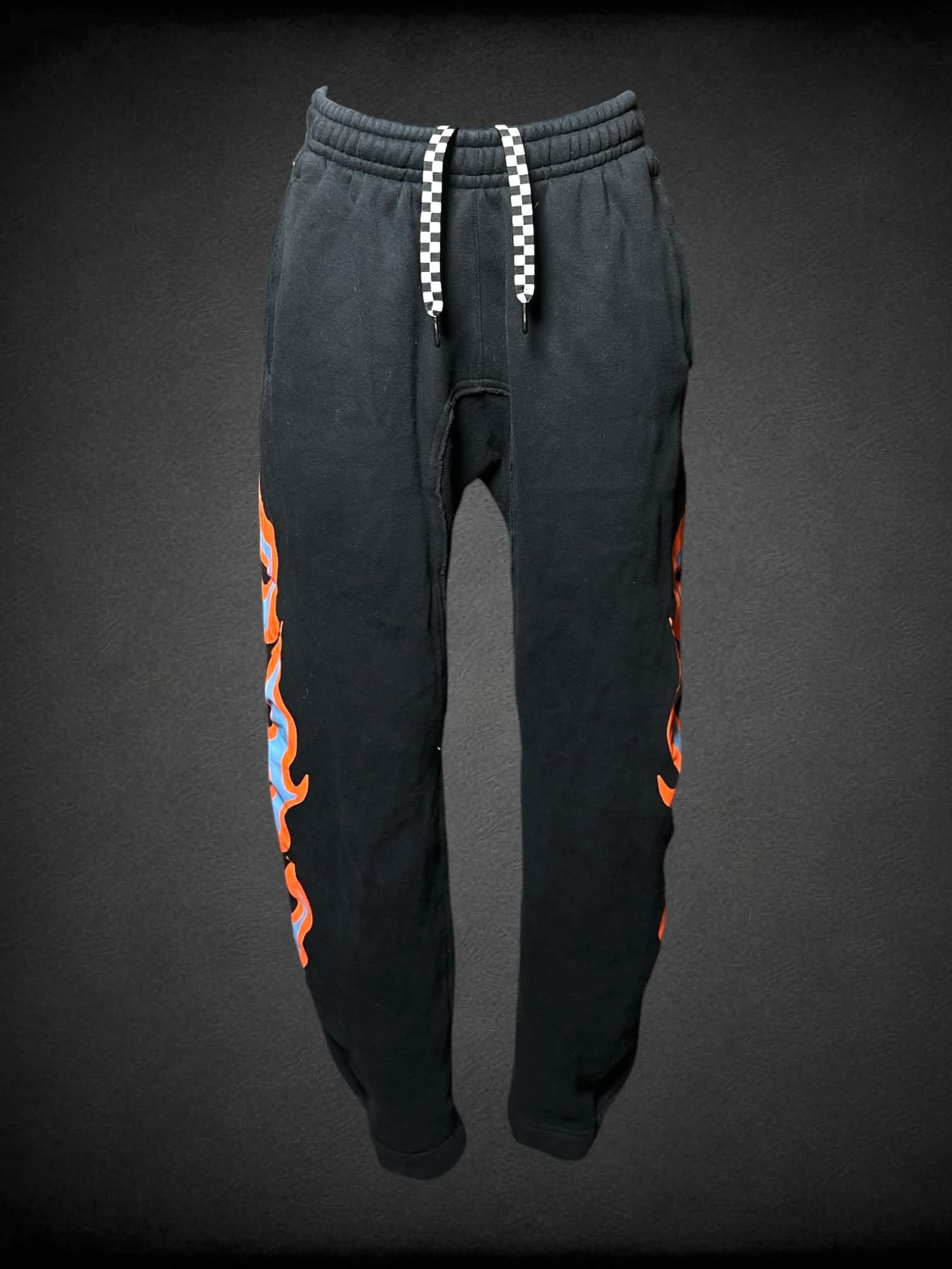 S Savage X Fenty black sweatpants with flame graphic on legs