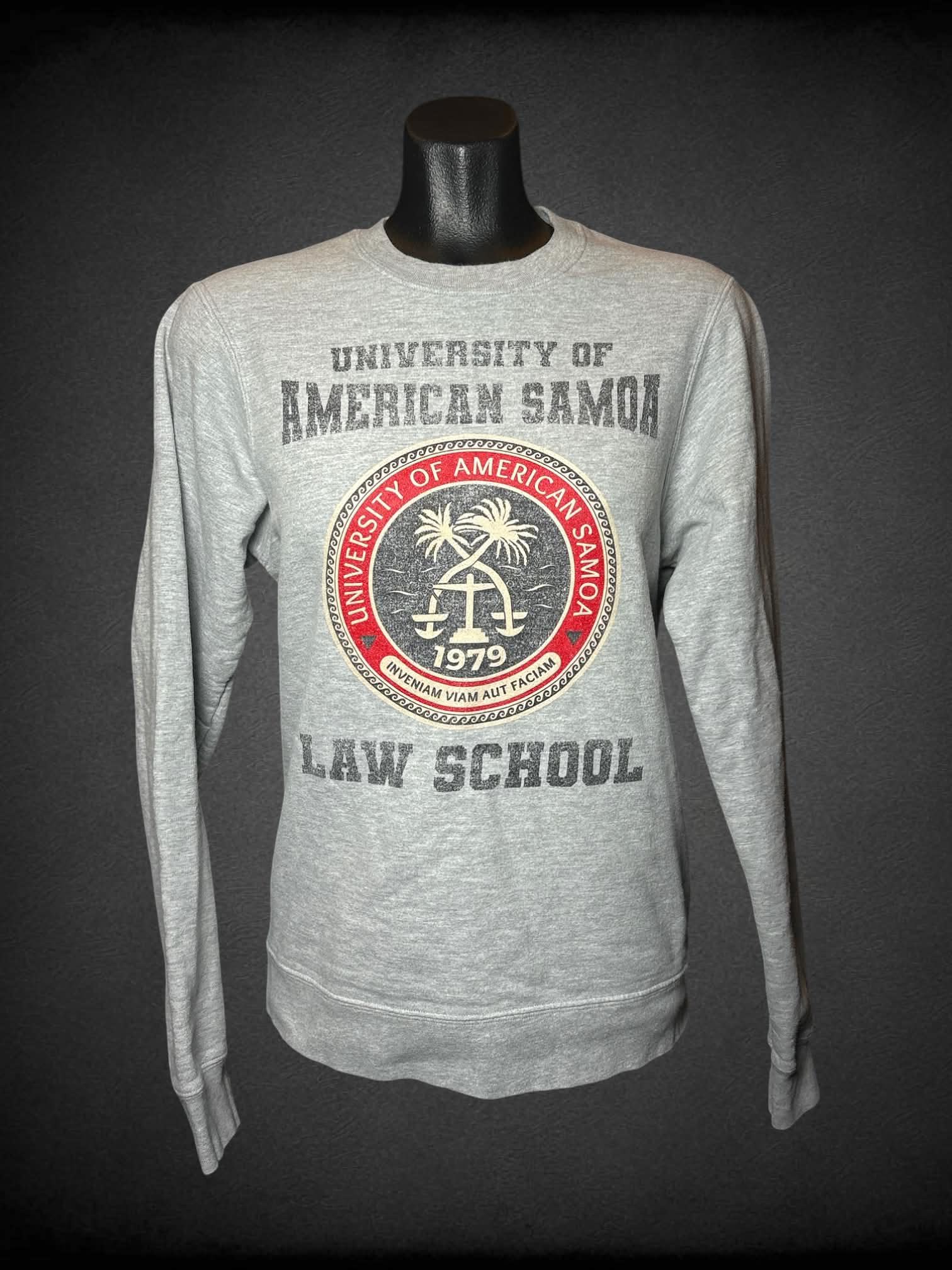 M University of American Samoa Law School grey crewneck sweatshirt