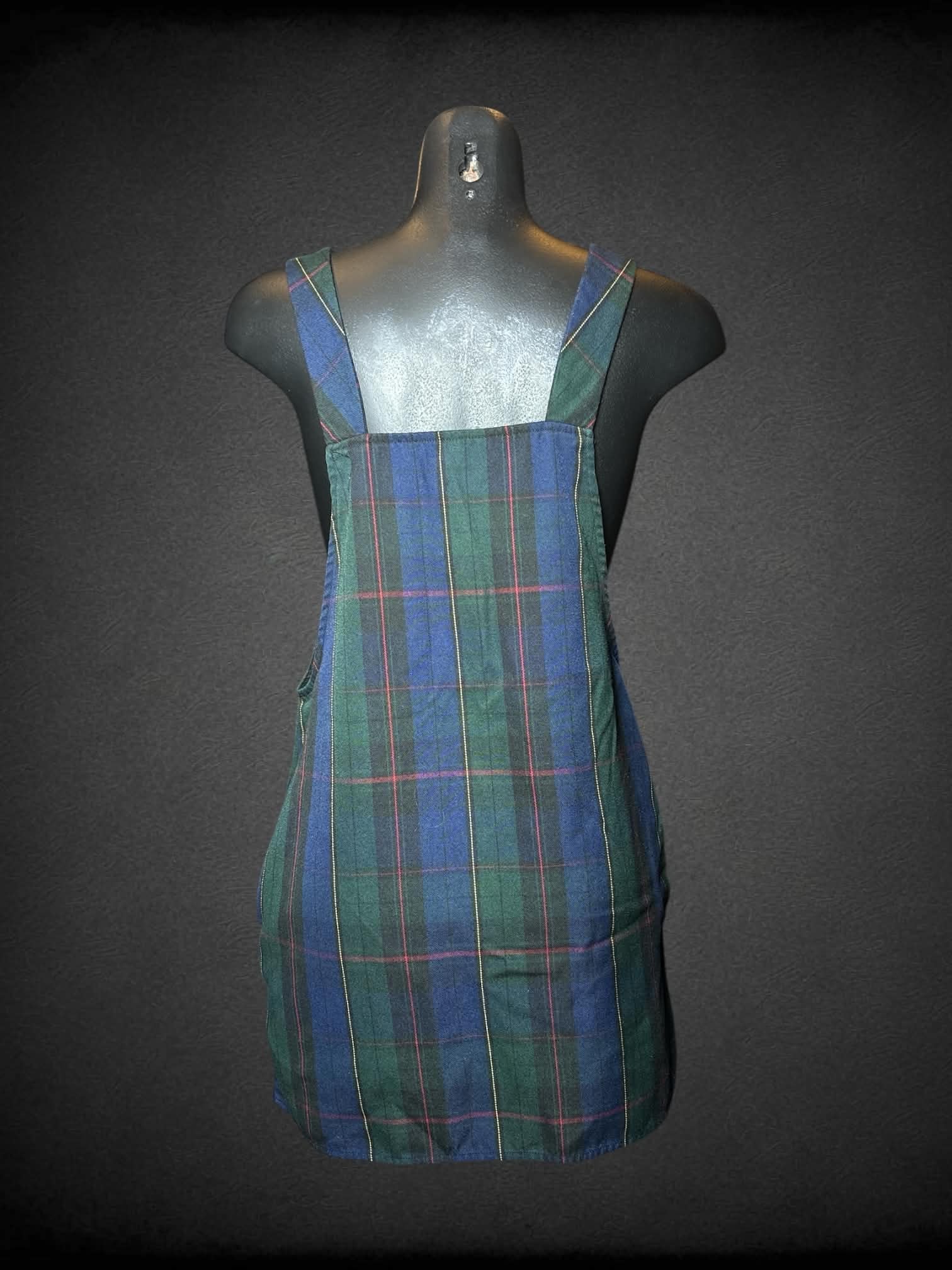 M Forever 21 green plaid zip-up short overall dress