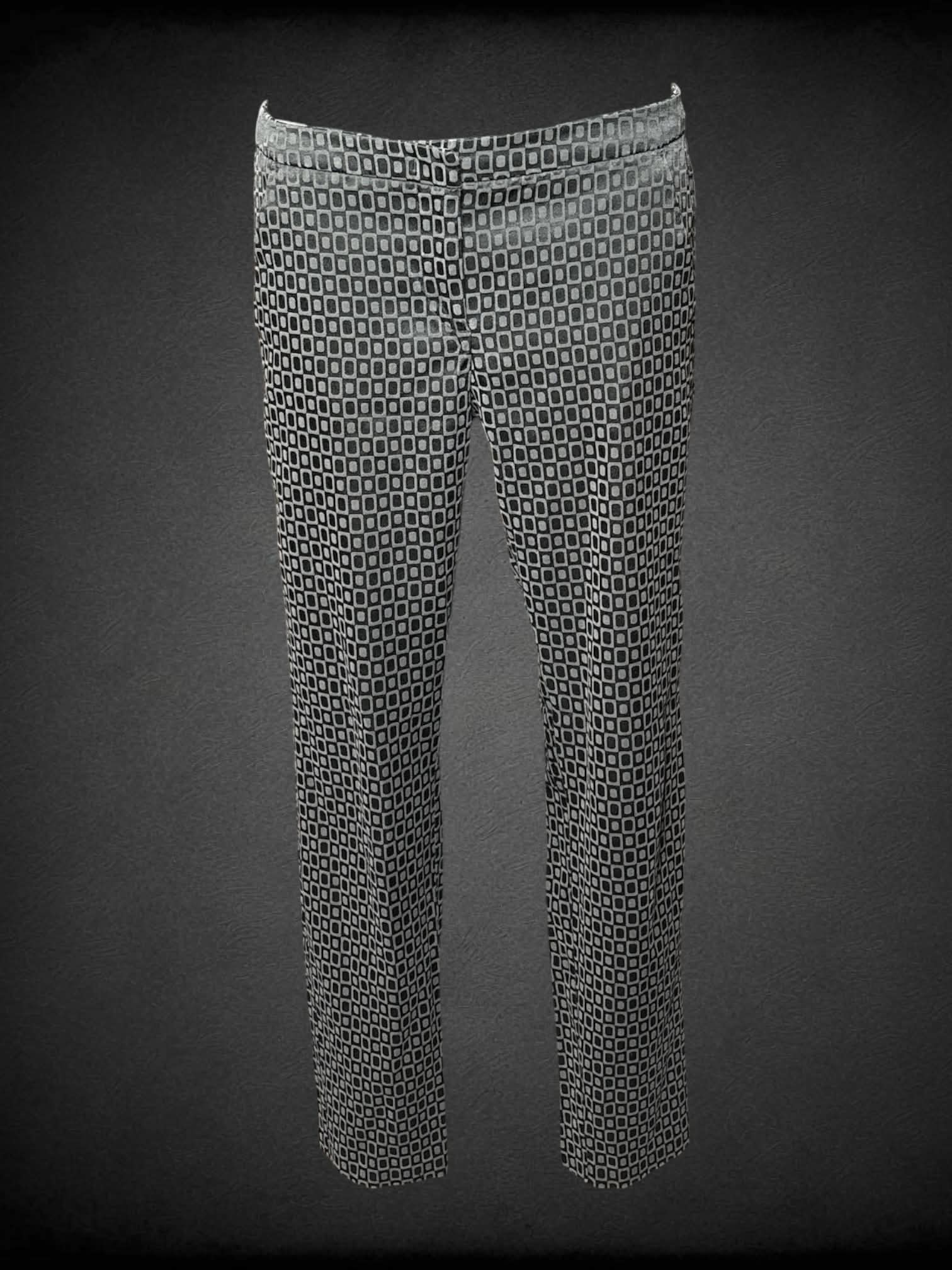M Stile Benetton vintage black formal pants with grey tile pattern