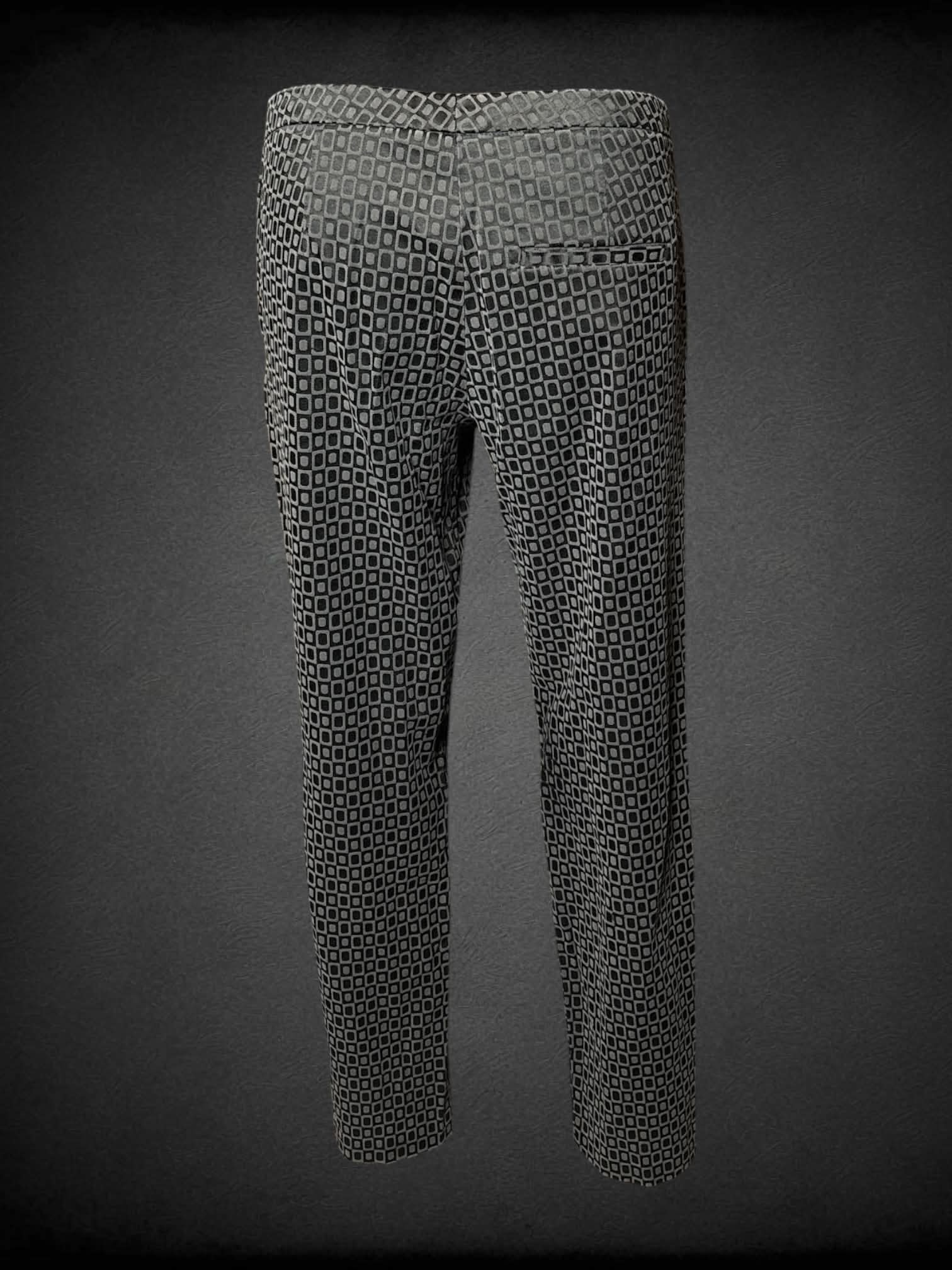 M Stile Benetton vintage black formal pants with grey tile pattern