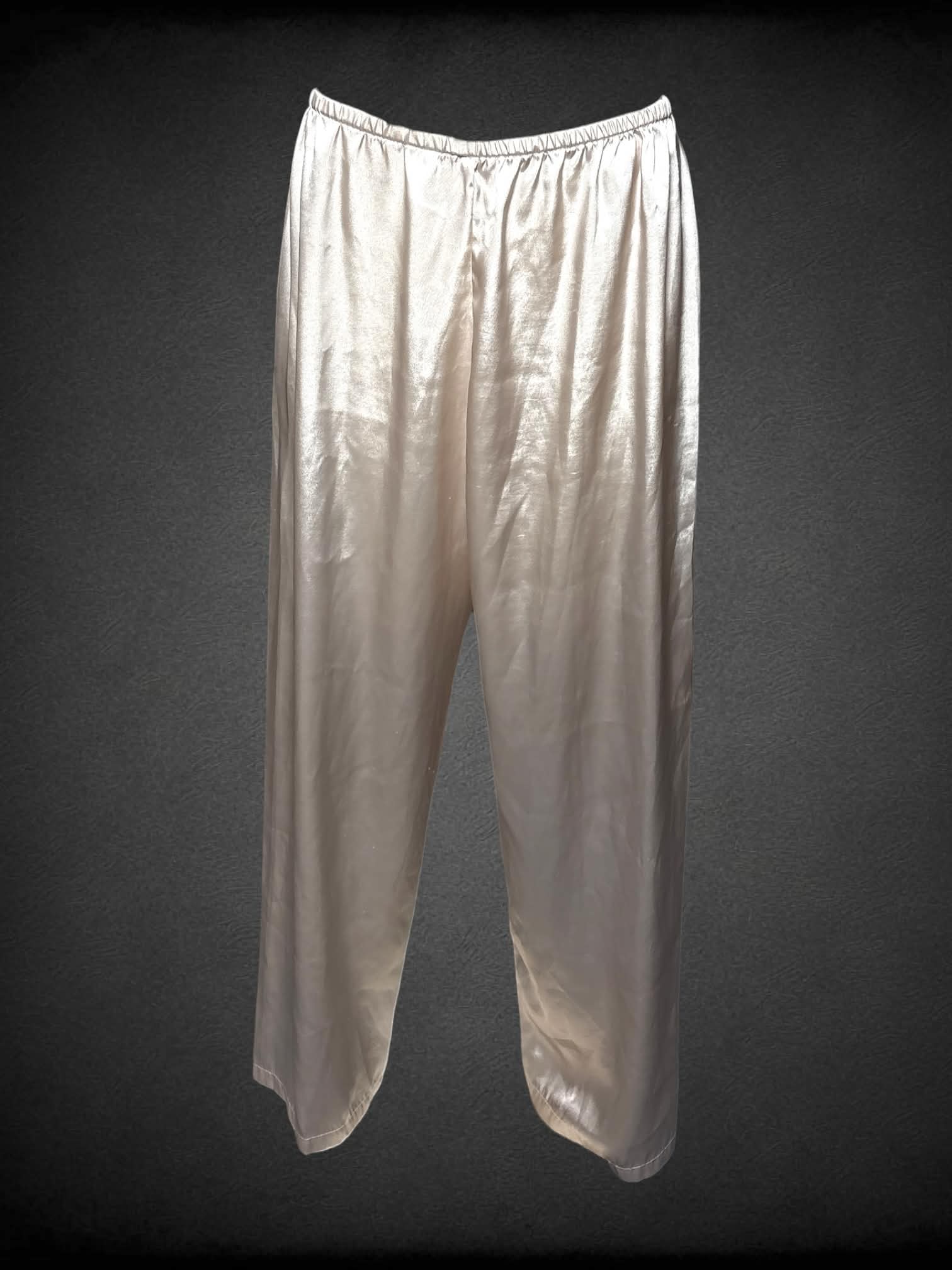 XL vintage sheer white silk-like pants with stretch waist
