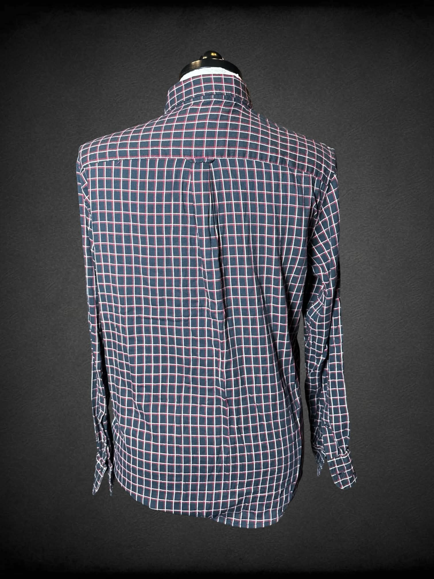 1X Land’s End black & red plaid button-down shirt