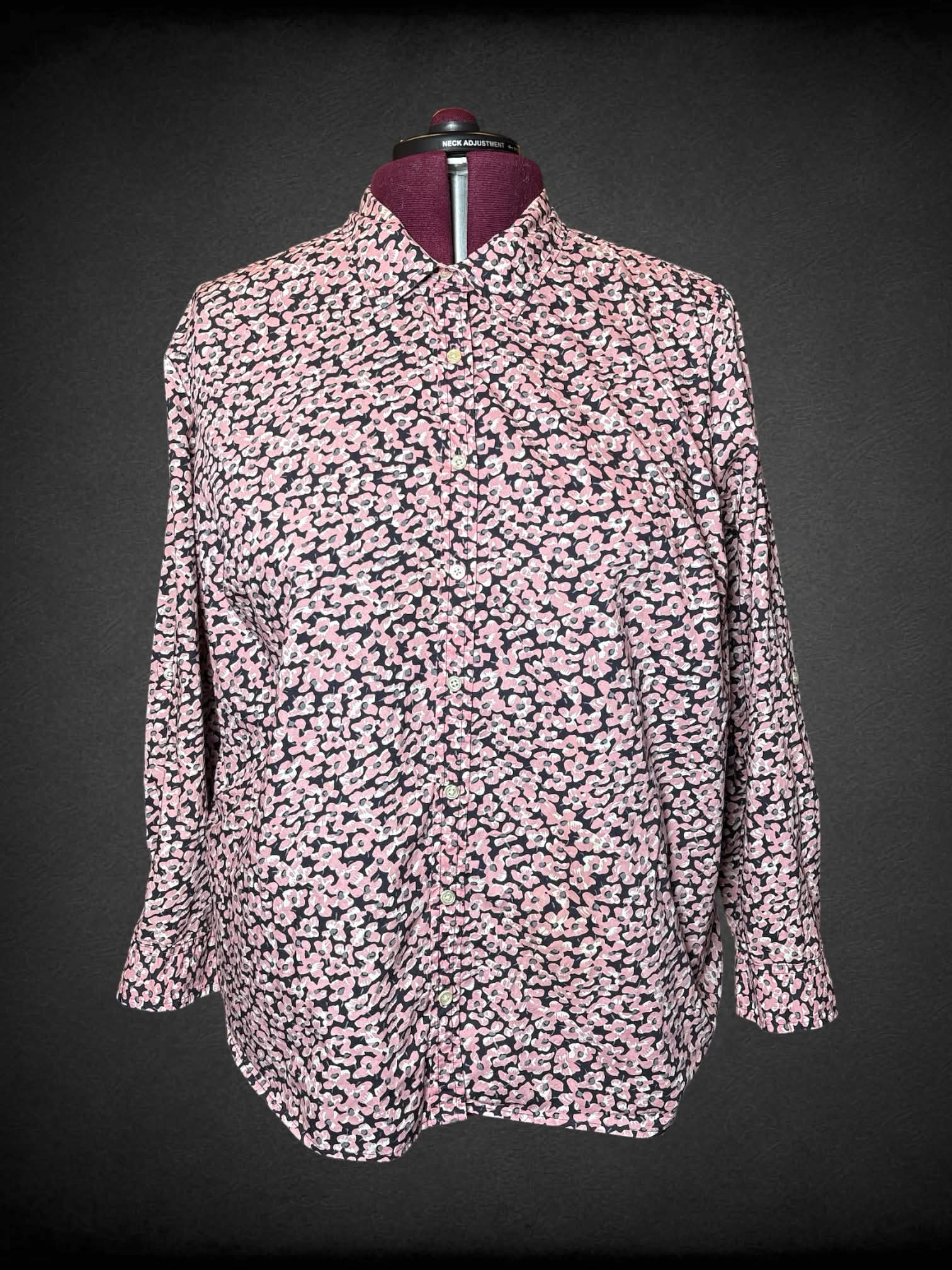 2X Talbots pink button-up shirt with flower pattern