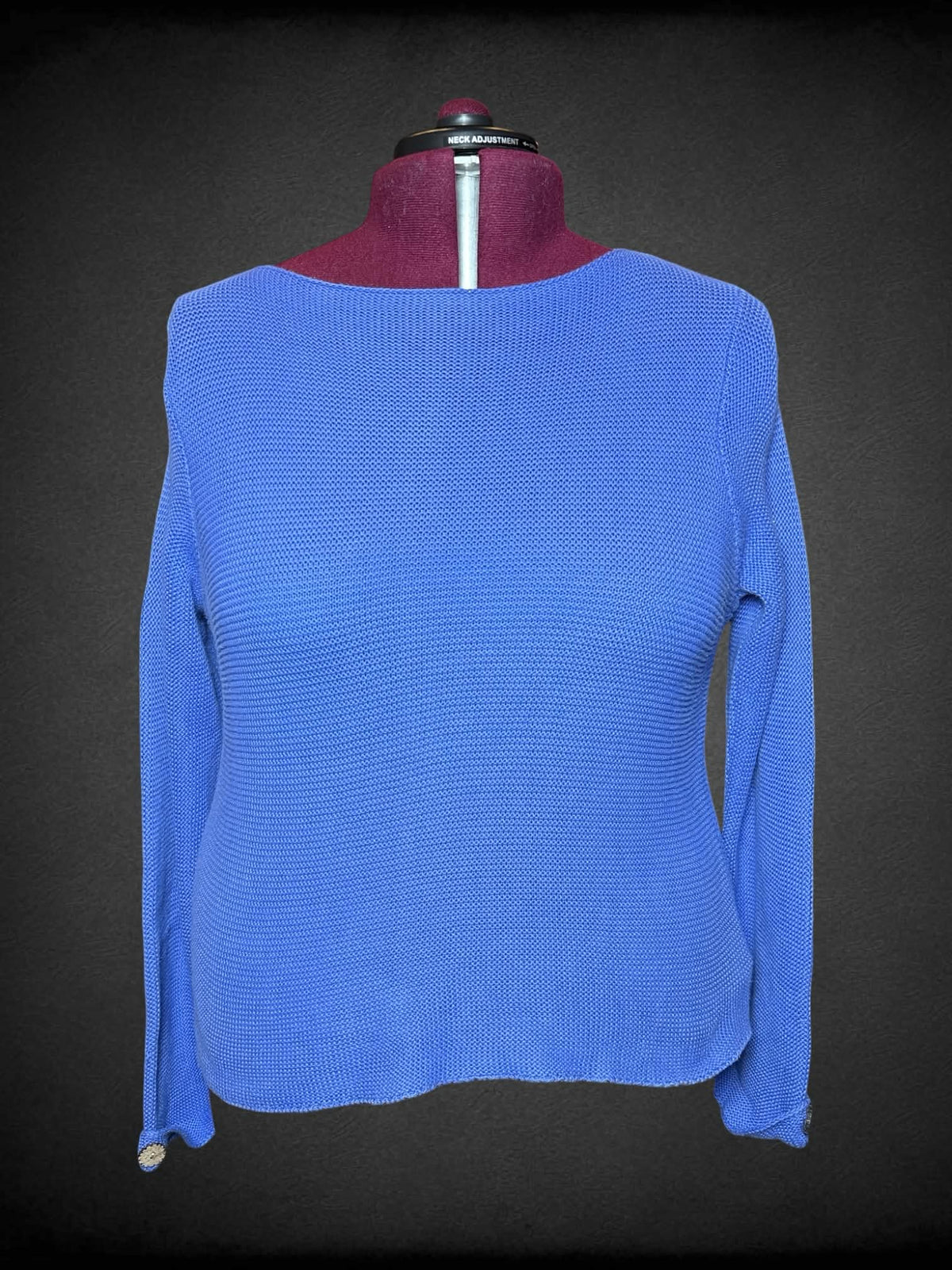 2X Habitat periwinkle knit sweater with button on each sleeve