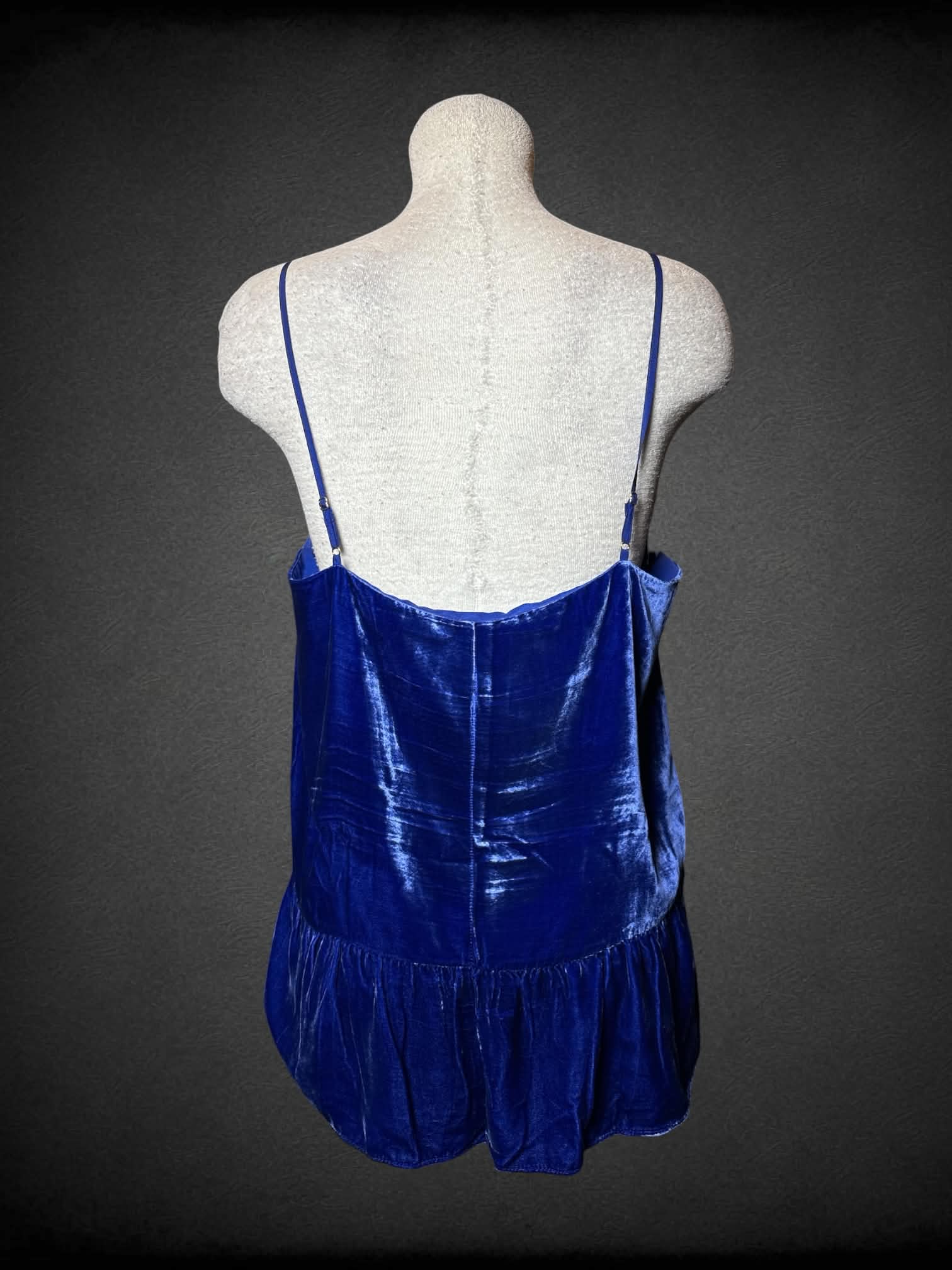 L J. Crew royal blue “velvet-like” cami top with adjustable straps