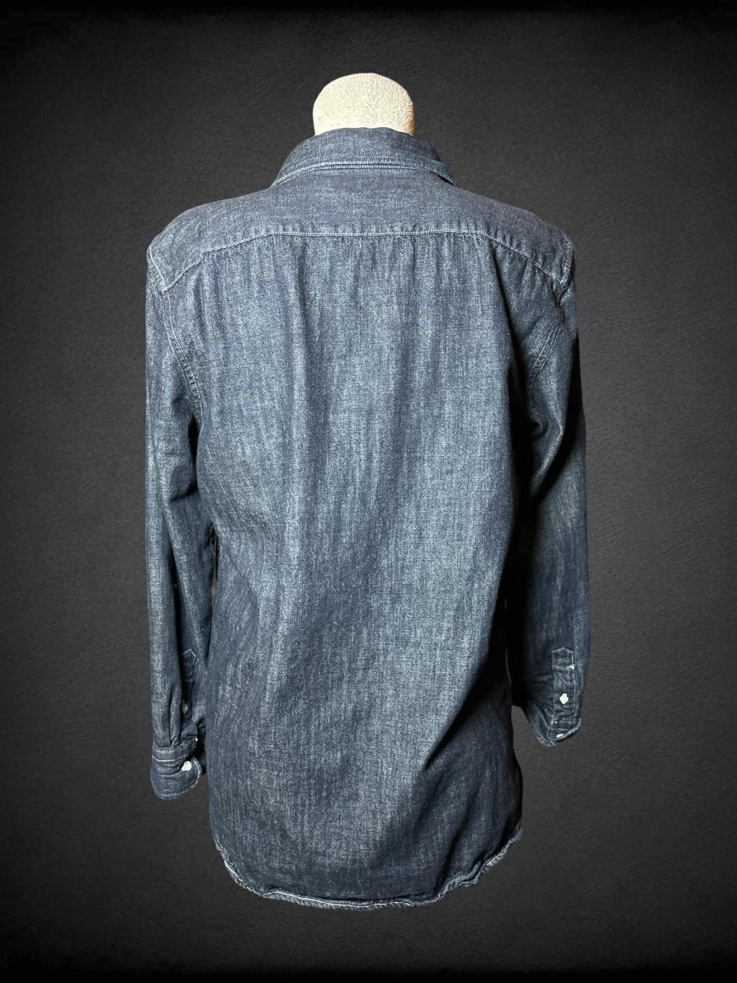 L Ralph Lauren blue denim long-sleeve top with lace-up design on front