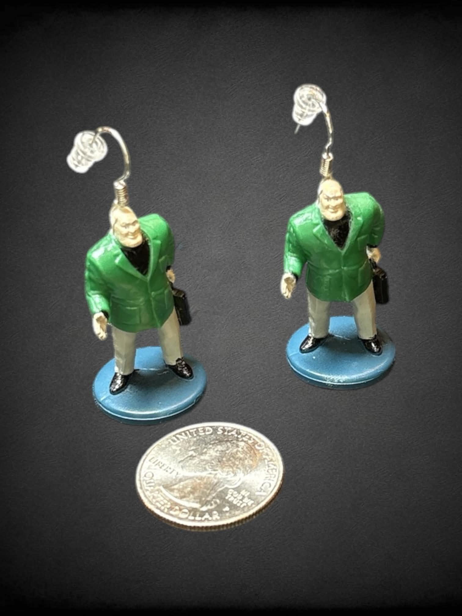 Reverend John Green earrings from the board game “Clue”