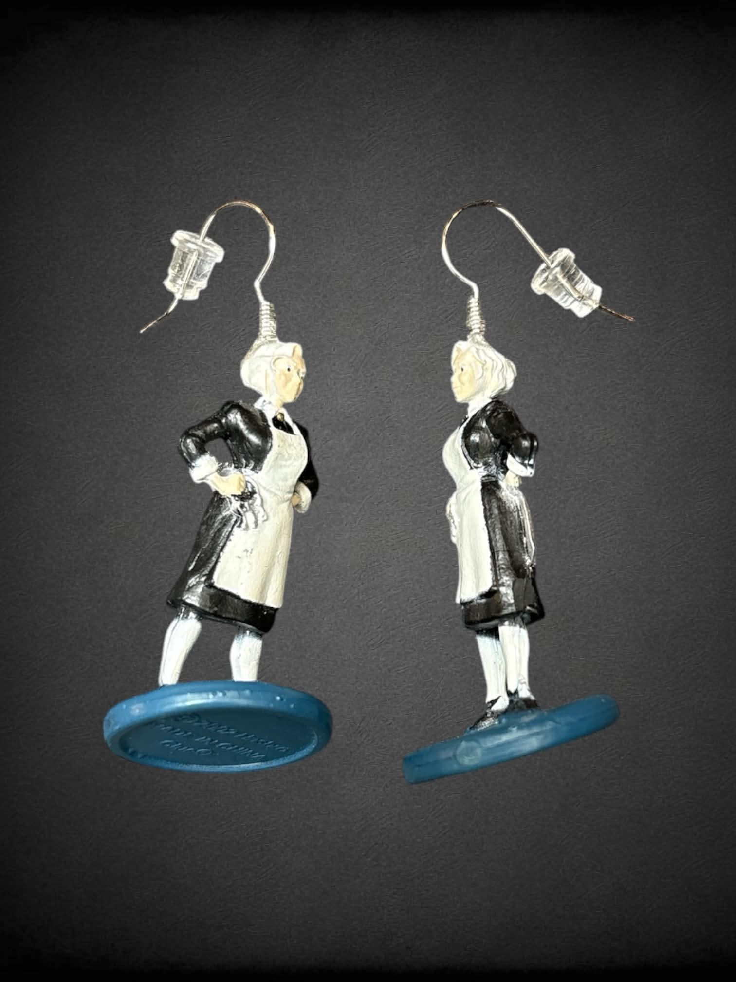 Mrs. Blanche White earrings from the board game “Clue”