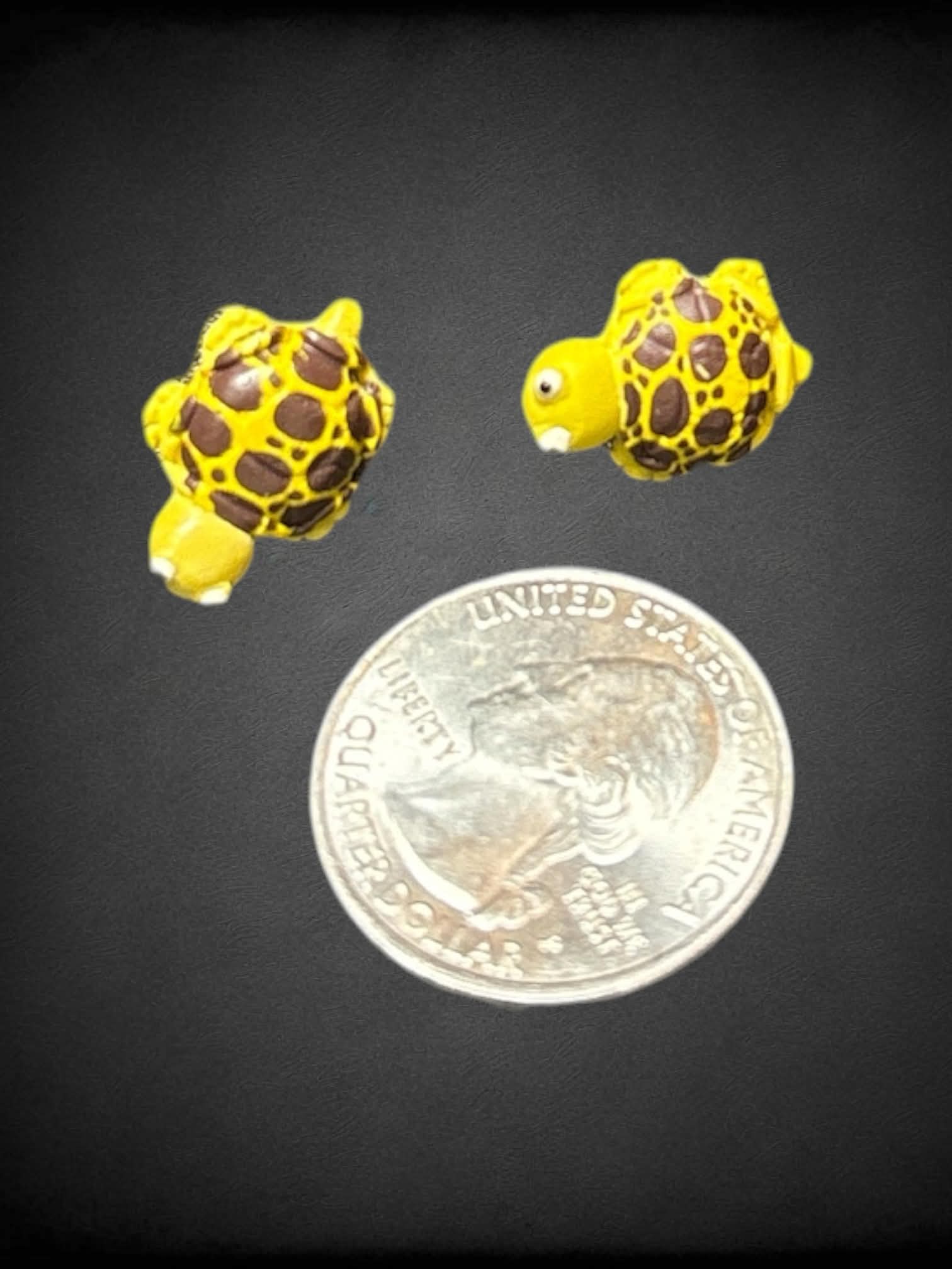 Tiny yellow turtle earrings