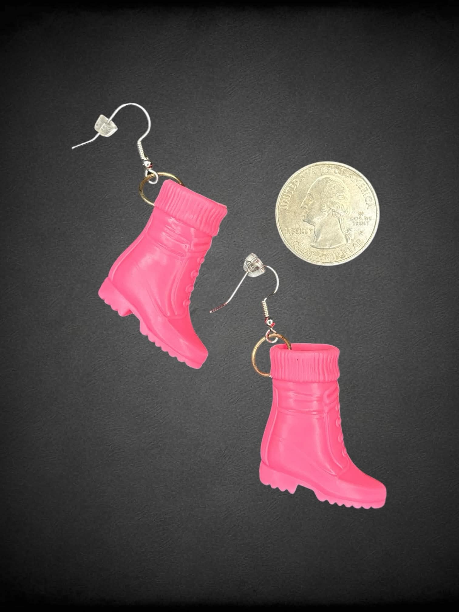 Pink Barbie boot earrings