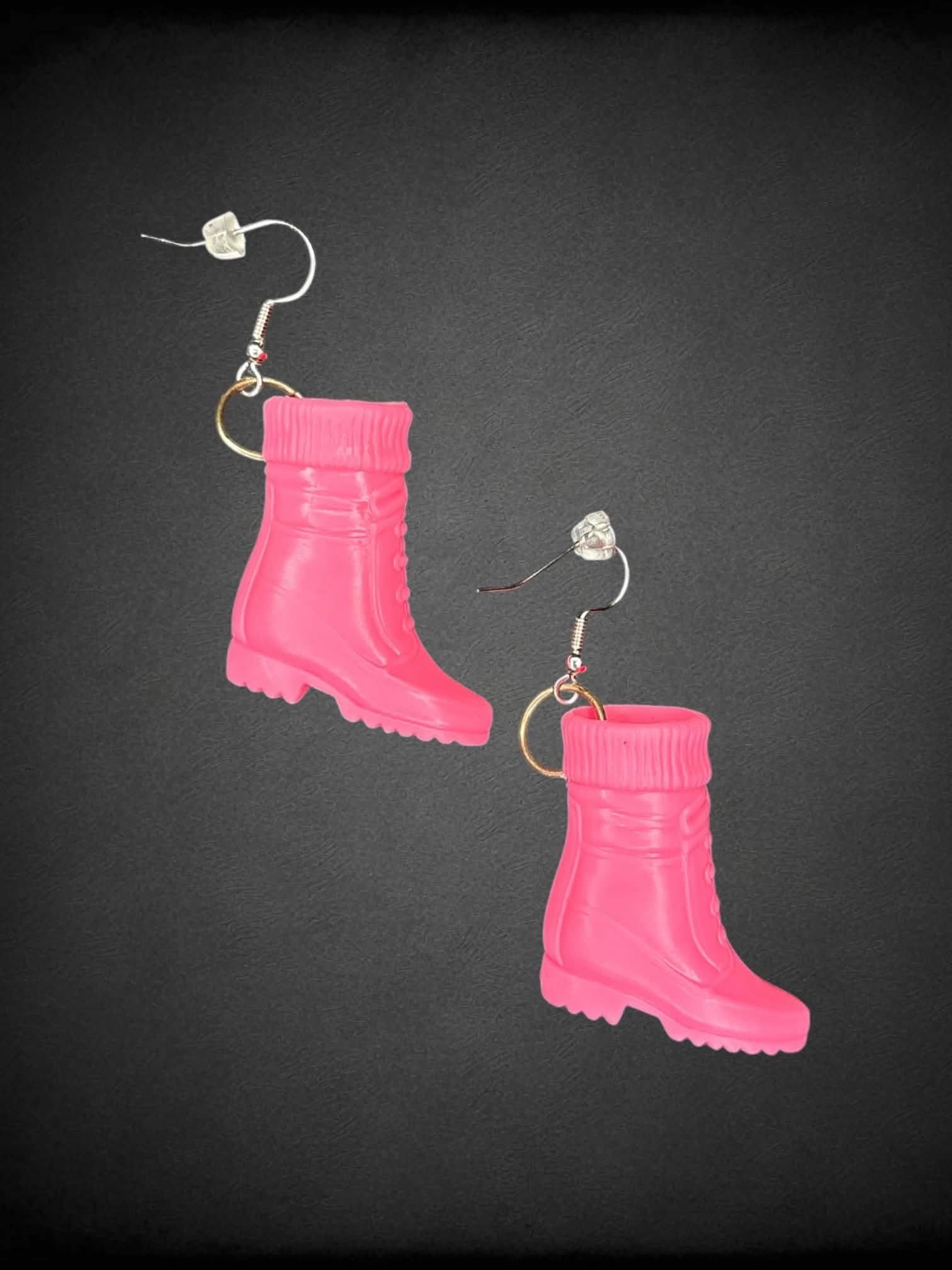 Pink Barbie boot earrings