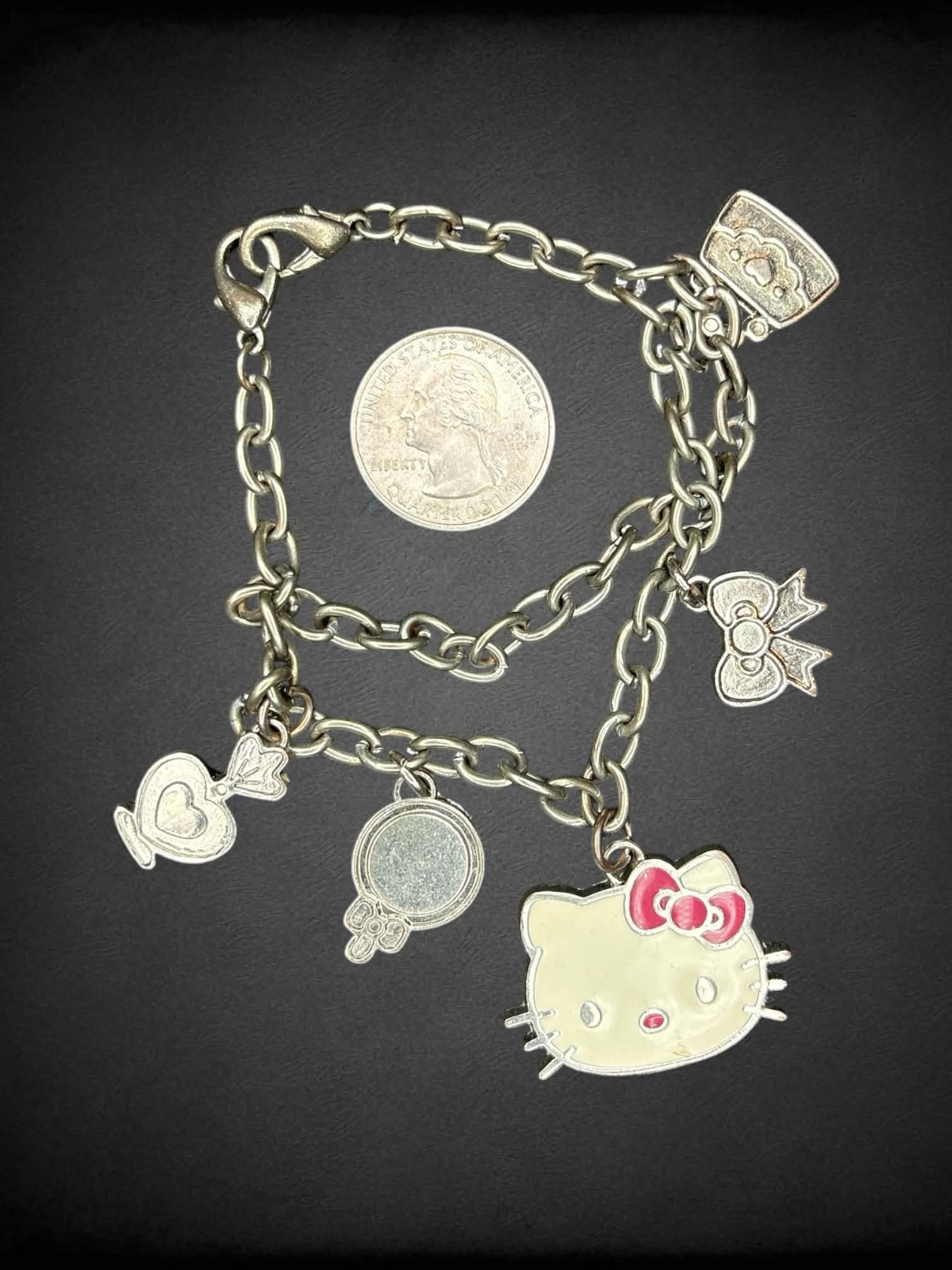 Silver chain “Hello Kitty” charm bracelet