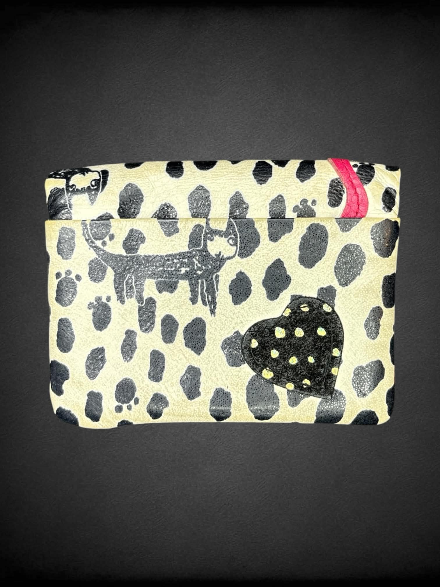 Tsumori Chisato designer black & white leather wallet with cat design