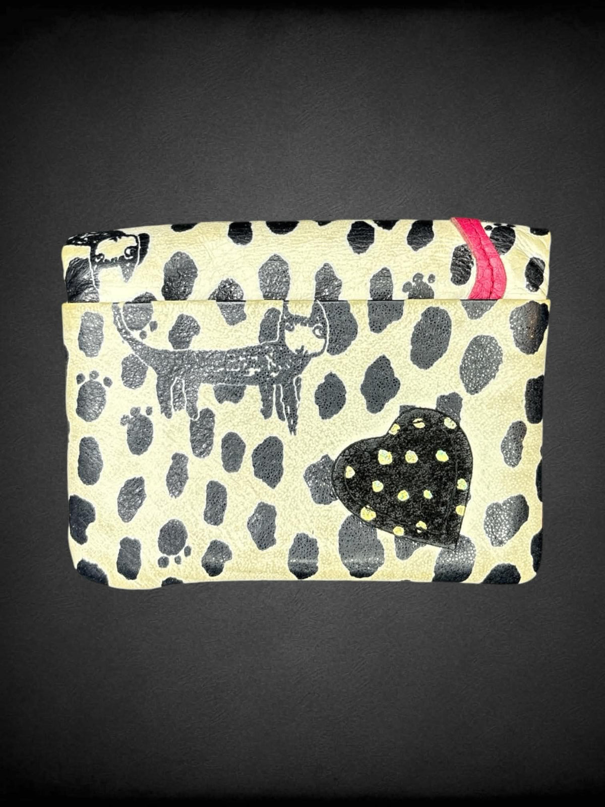 Tsumori Chisato designer black & white leather wallet with cat design