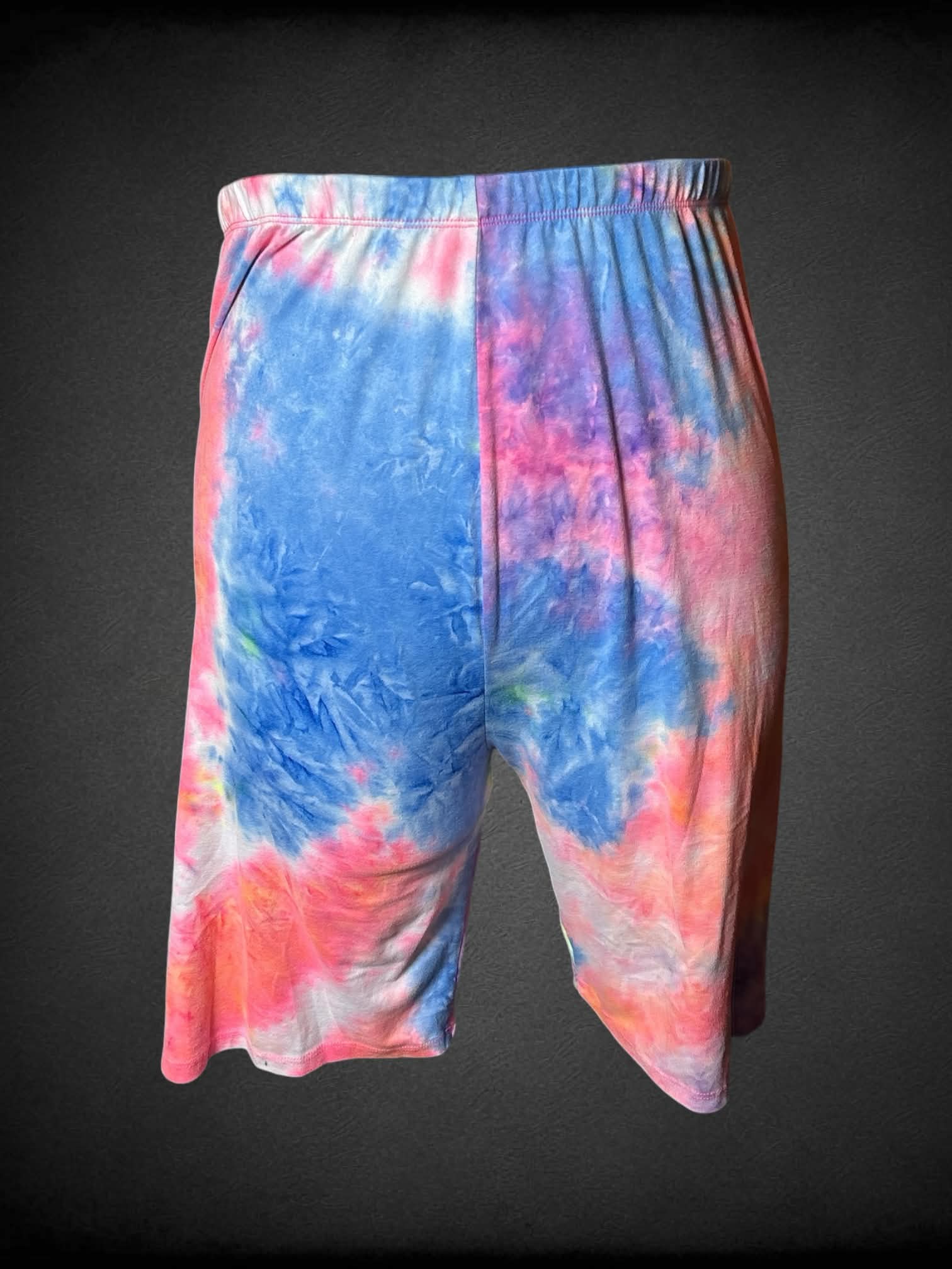2X Love J colorful tie-dye soft shorts with stretch waist