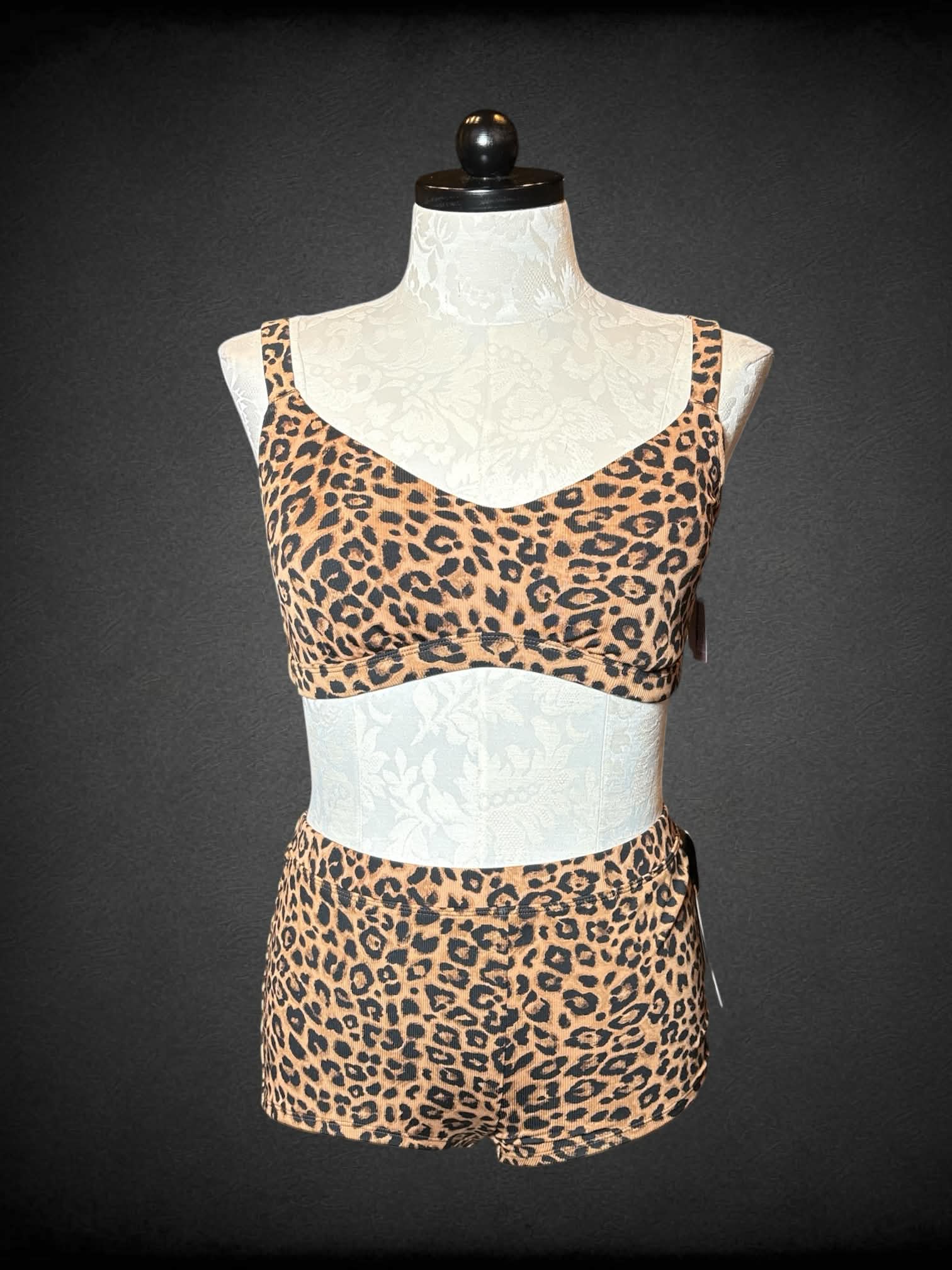 1X Wild Fable NWT two-piece ribbed swimsuit with leopard print