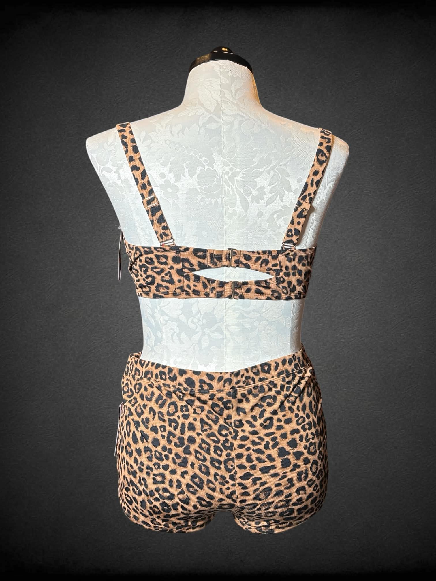 1X Wild Fable NWT two-piece ribbed swimsuit with leopard print