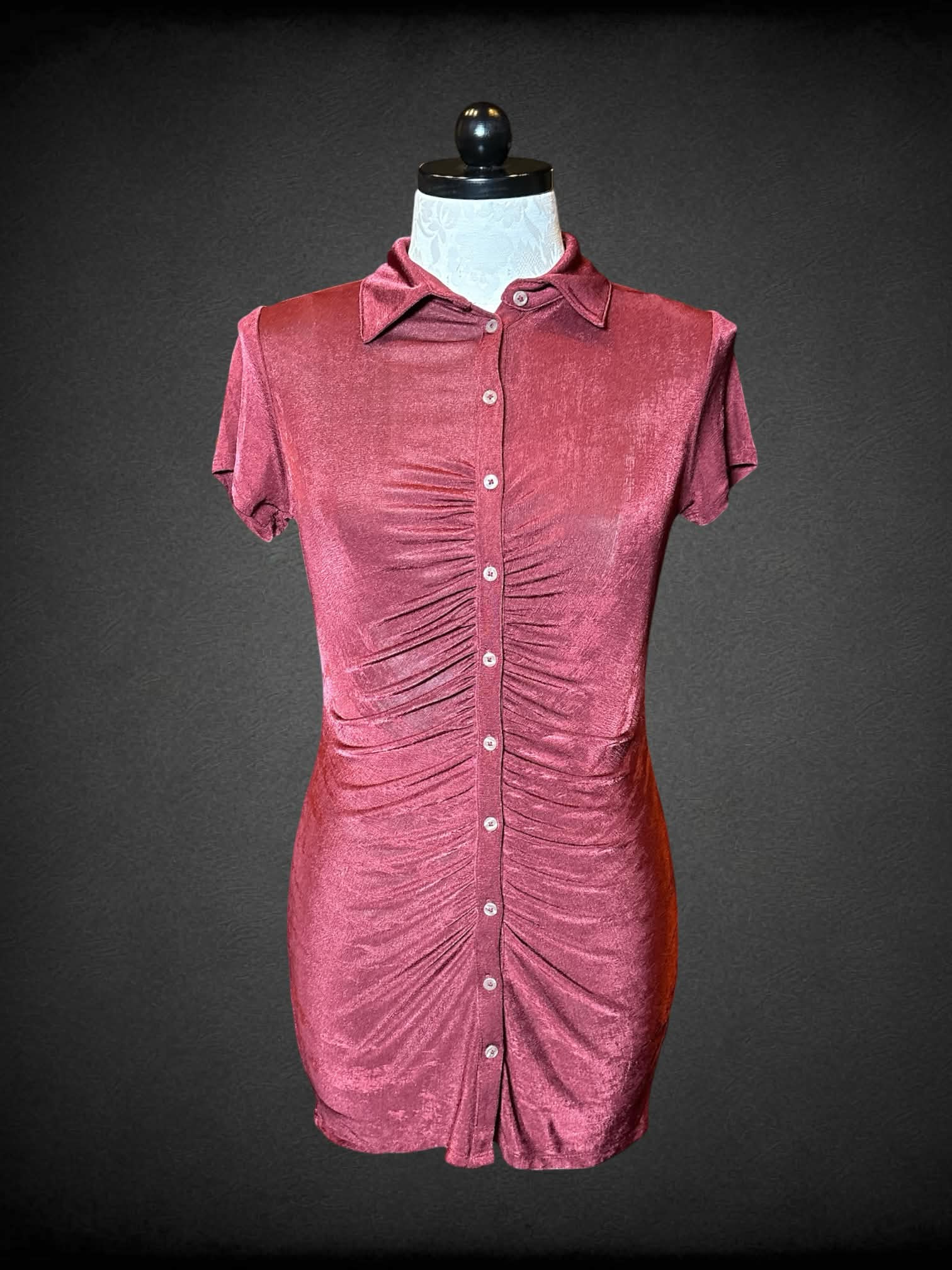 0X Wild Fable red button-up short dress, with cinched design on front