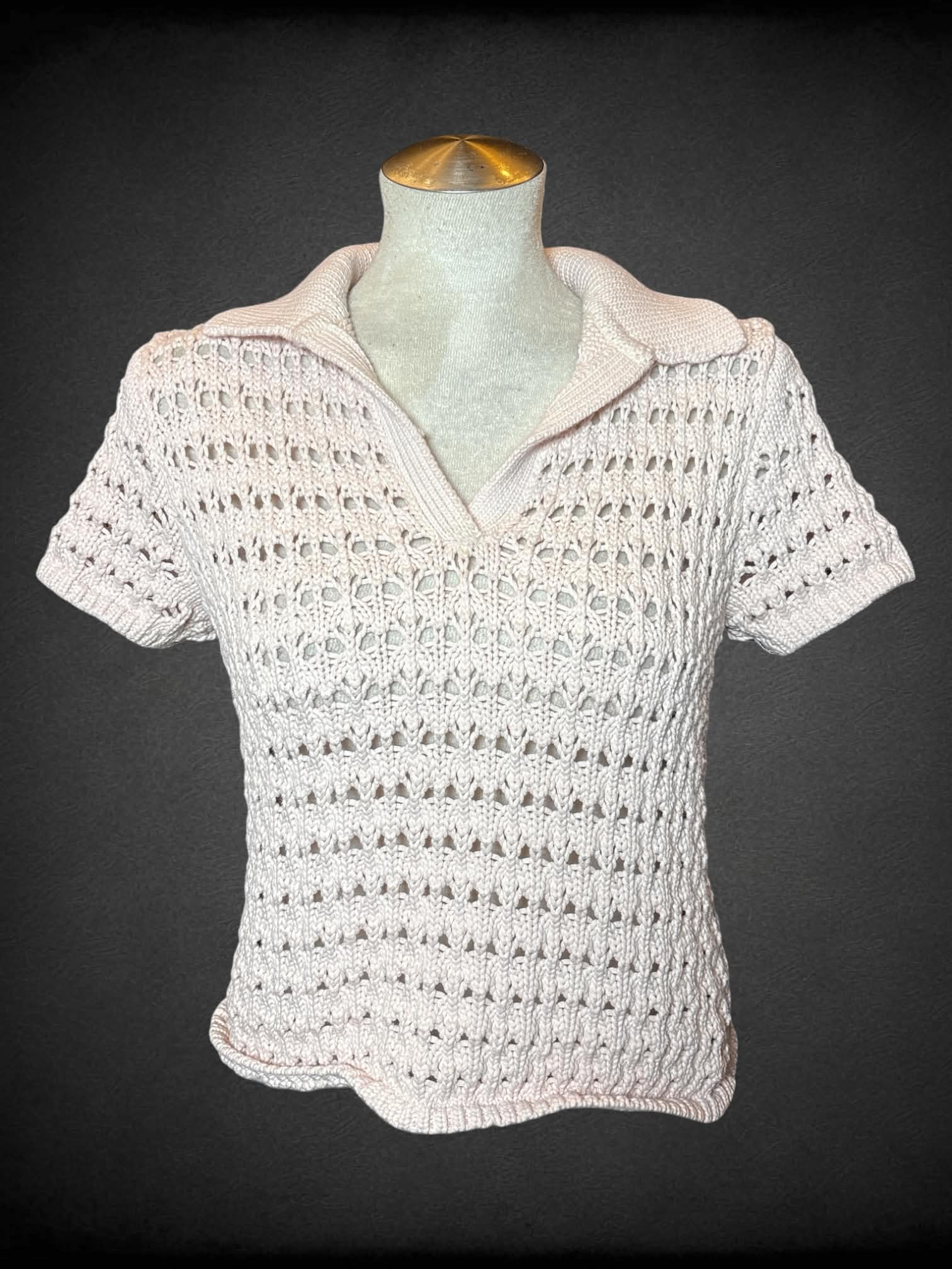 L DKNY Jeans pink knit cropped sweater top