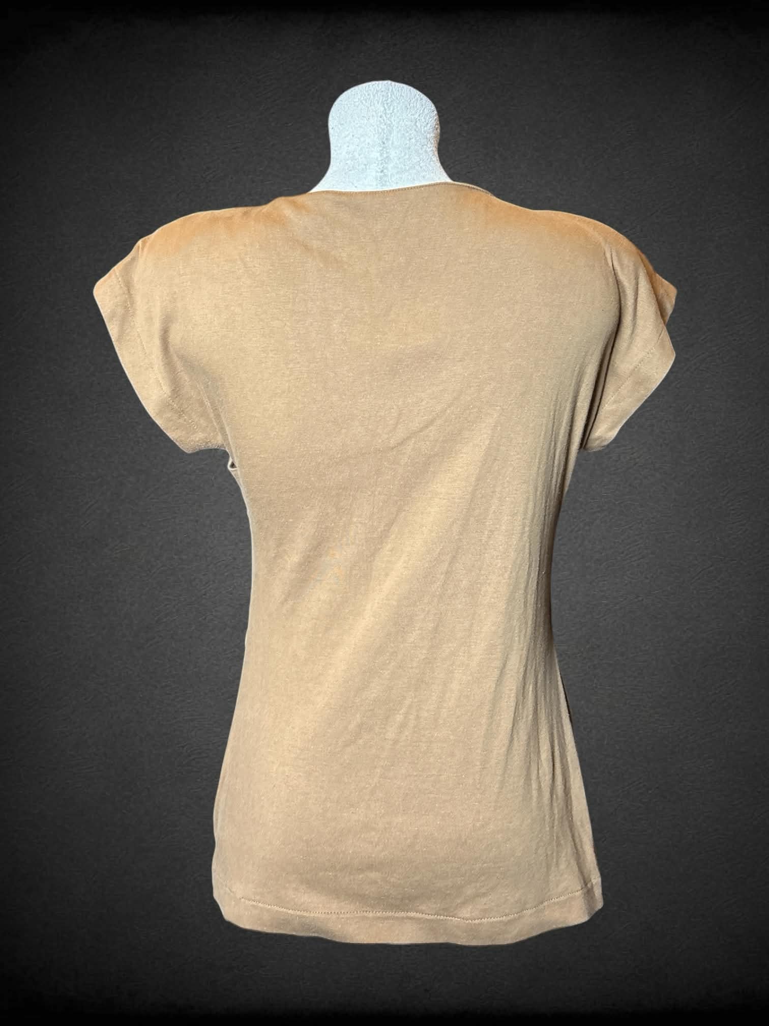 L Saks Fifth Avenue vintage brown top with padded shoulders, and wrap around design on front