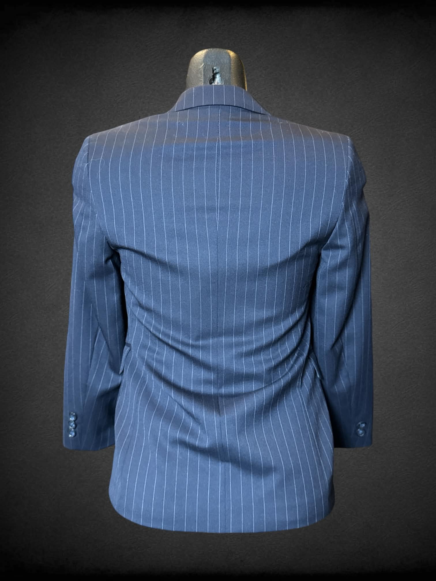 XS Joseph Abboud navy wool blazer with striped pattern, and faux pockets on front