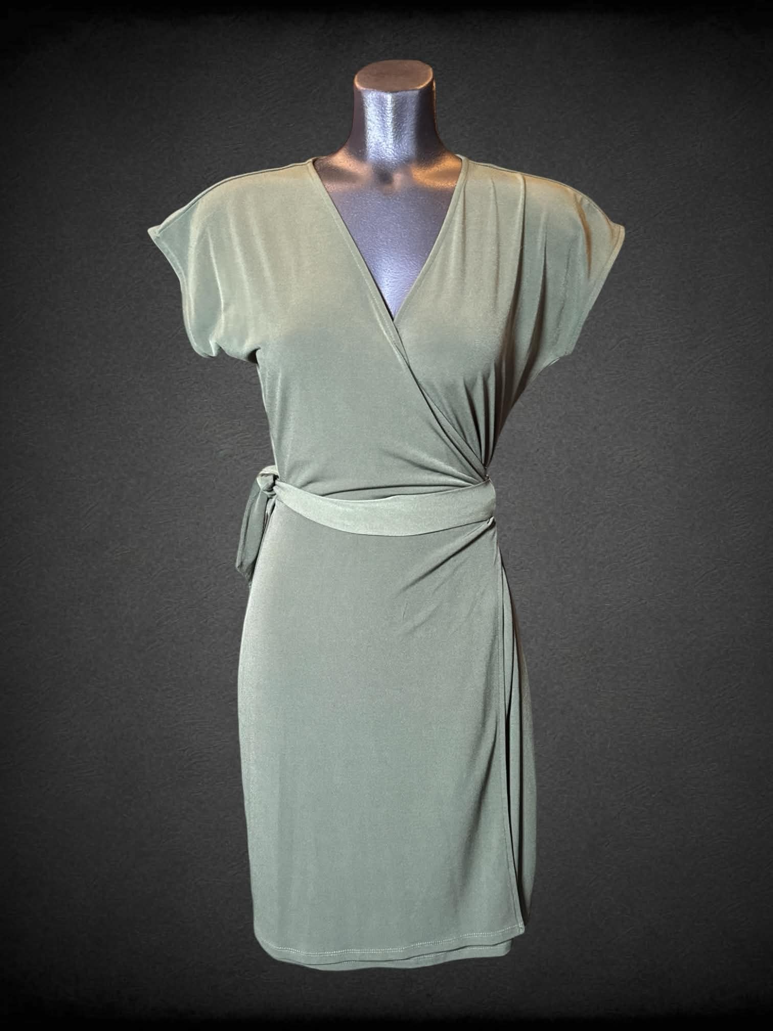 S Michael Kors green short dress with wrap-around tie on waist