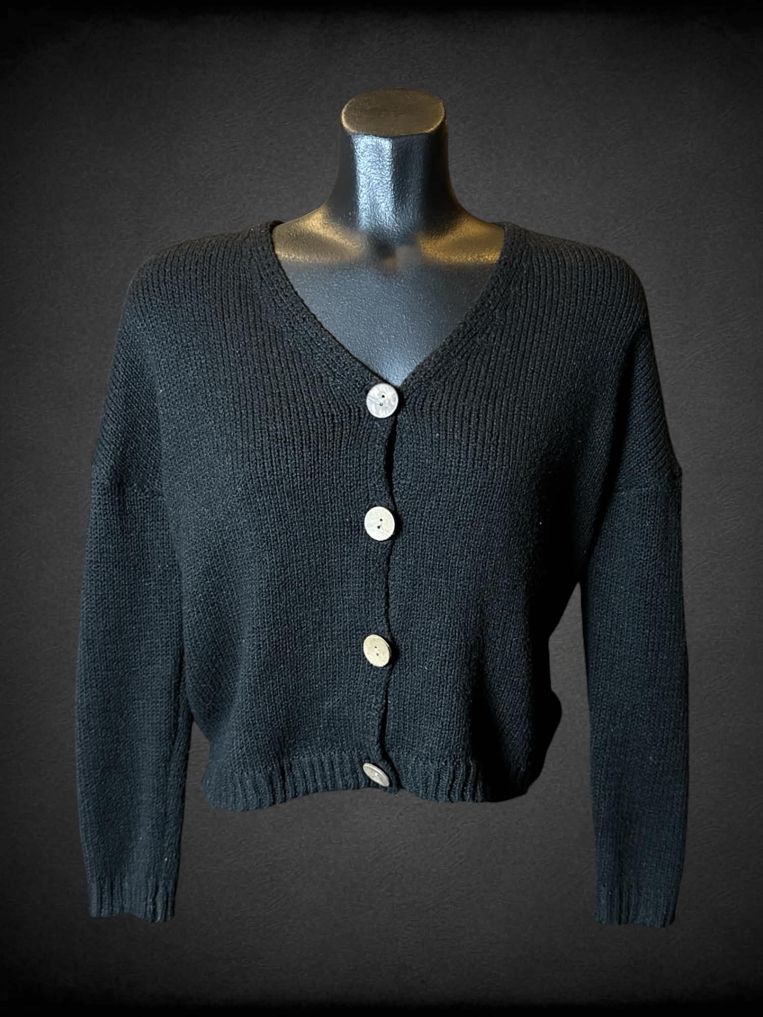 M Misslook black knit button-up sweater top