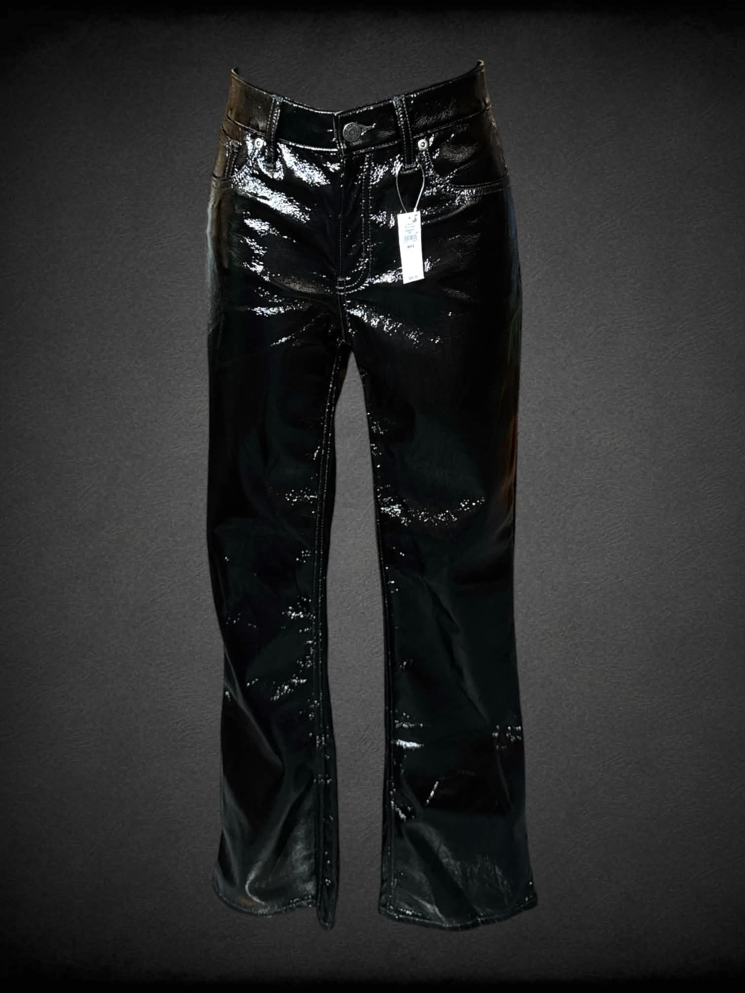 M Gap NWT black faux leather mid-rise pants with stretch waist