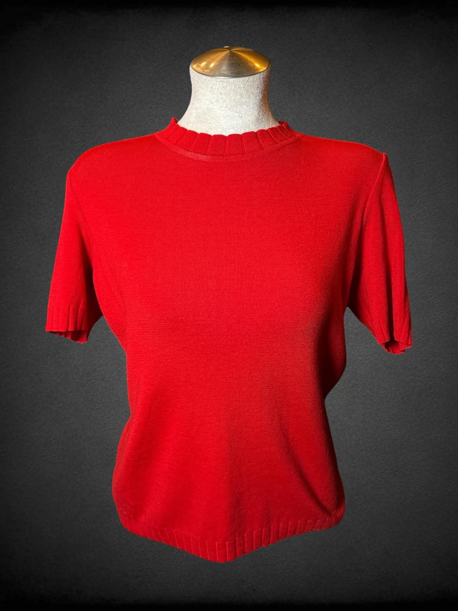 L Stizzoli two-piece set red wool top with button-up sweater