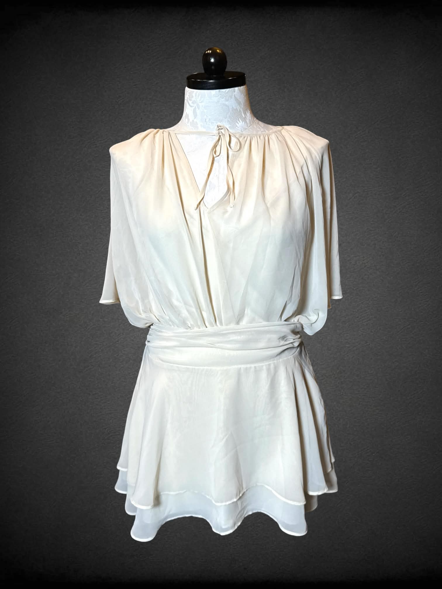XL Abercrombie & Fitch NWT sheer beige layered short dress with shirred waist