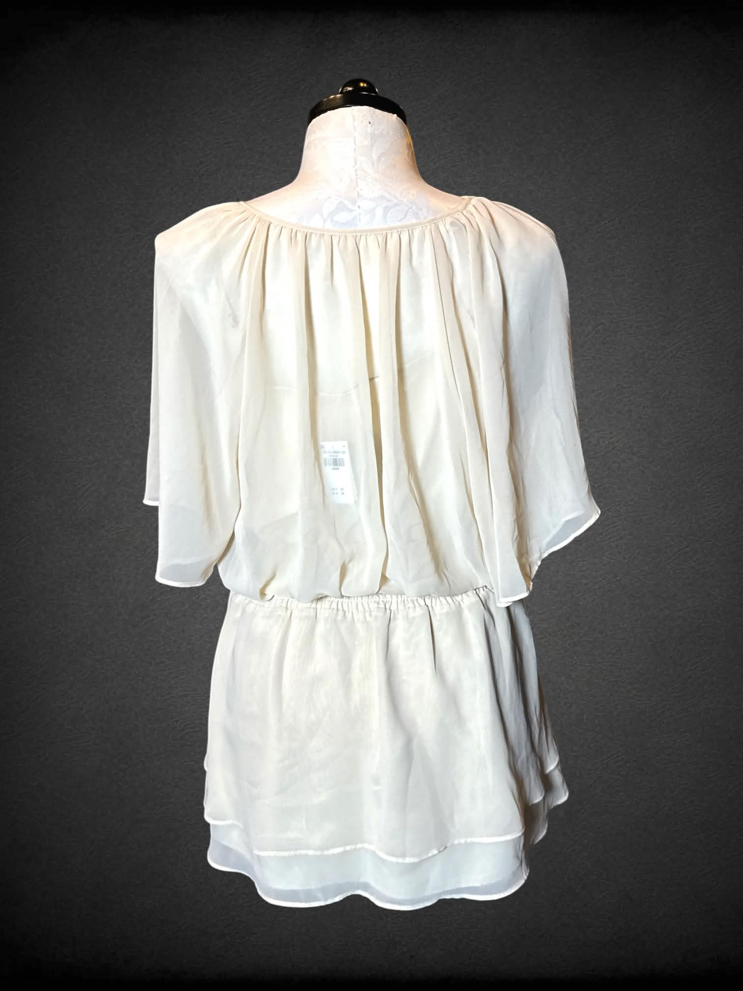 XL Abercrombie & Fitch NWT sheer beige layered short dress with shirred waist