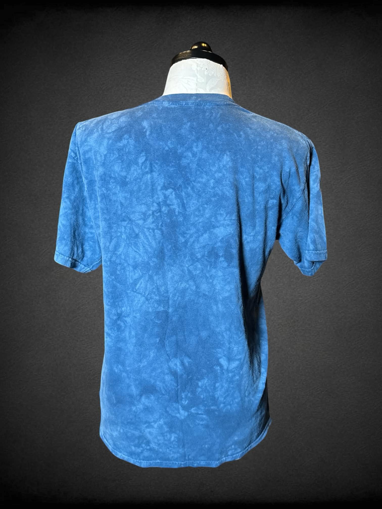 1X The Mountain blue tie-dye shirt with eagle and American flag graphic on front