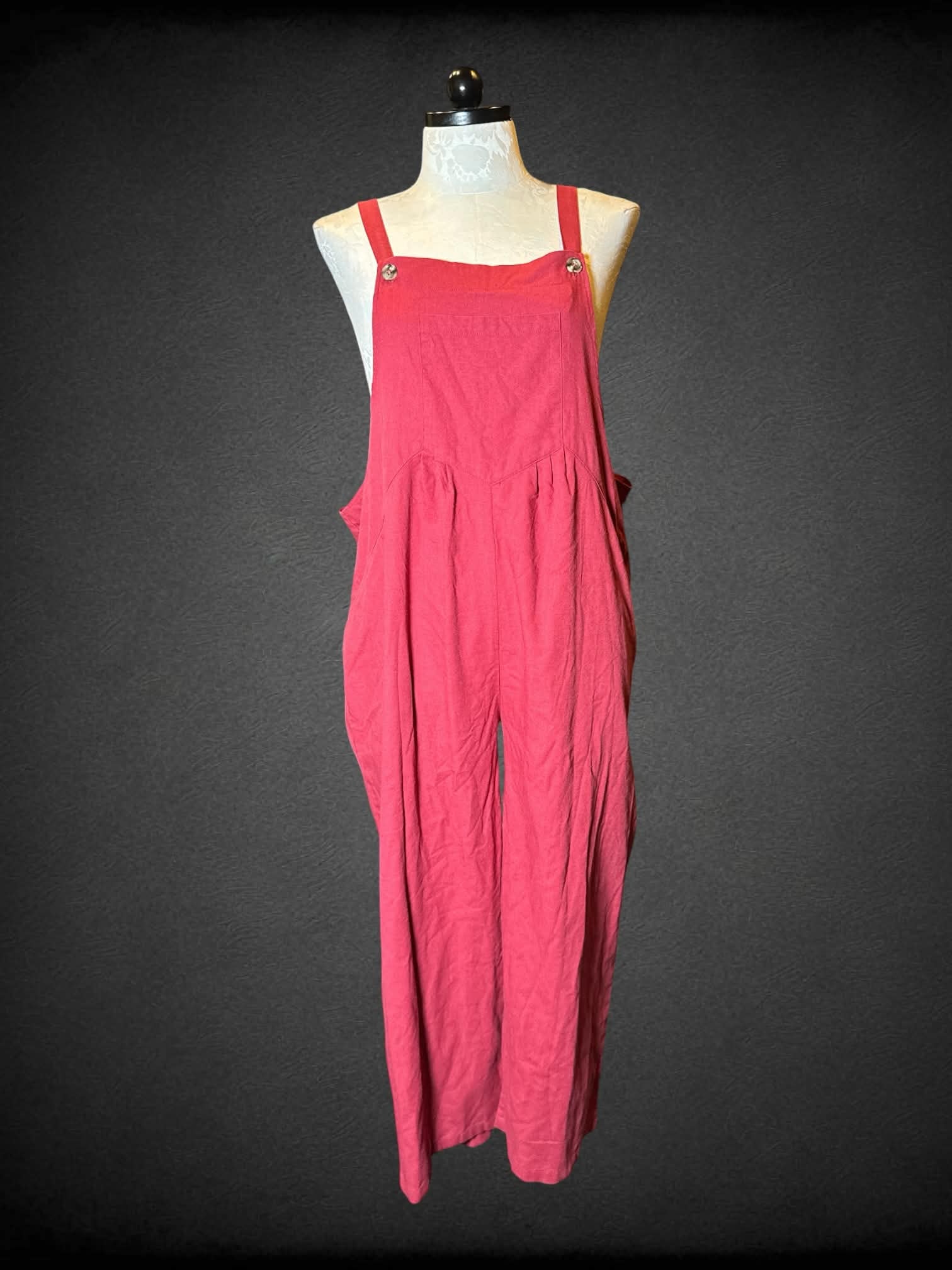 3X red overalls with pockets