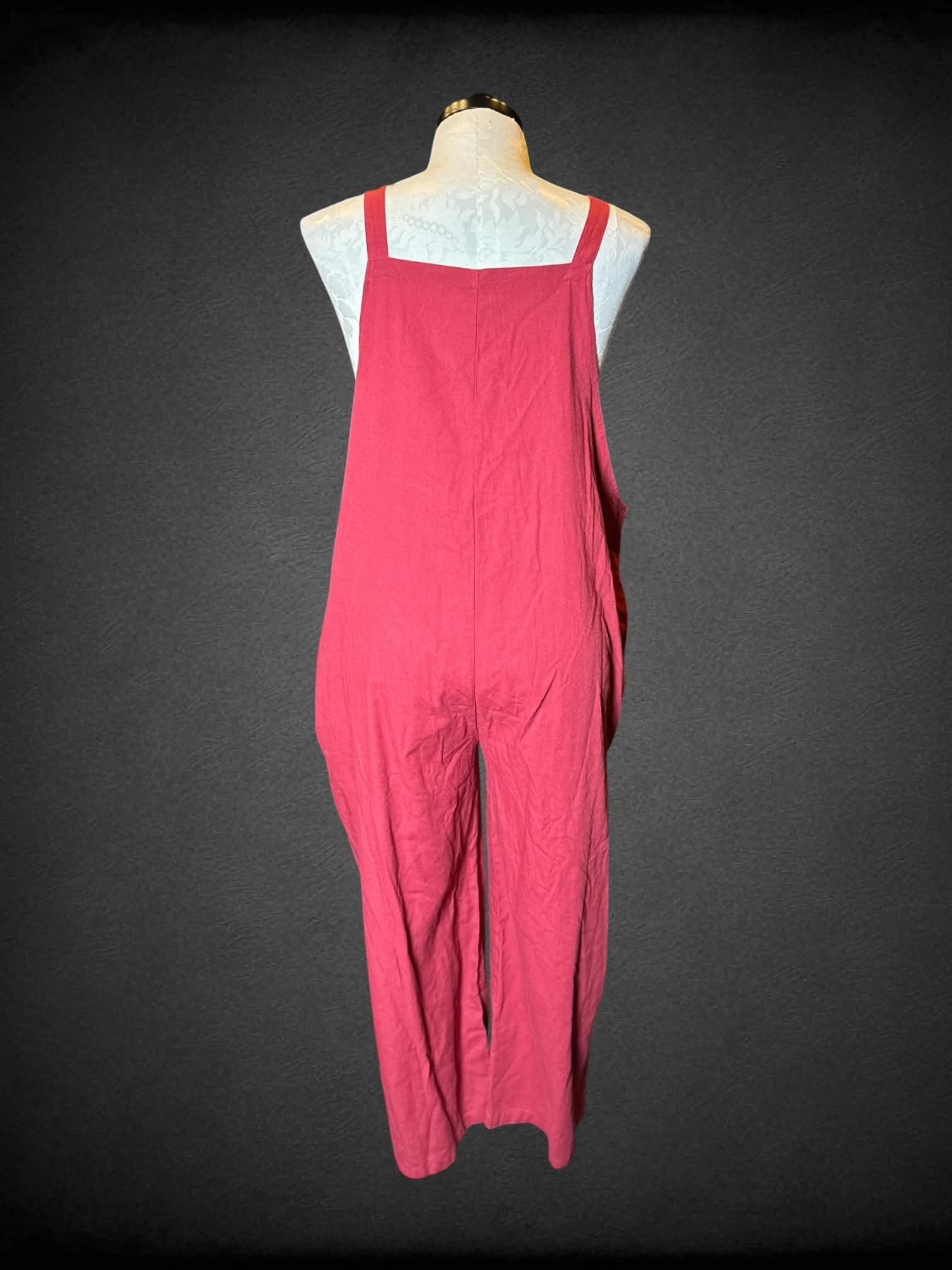 3X red overalls with pockets