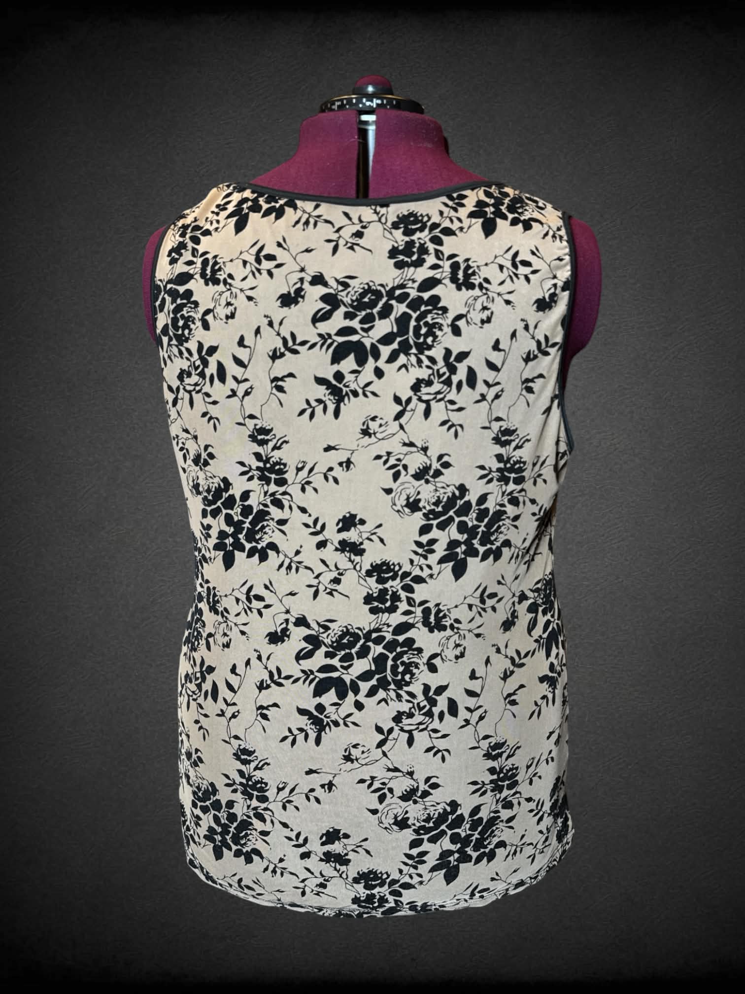 3X BloomChic black and brown mesh tank top with velvet-like floral pattern
