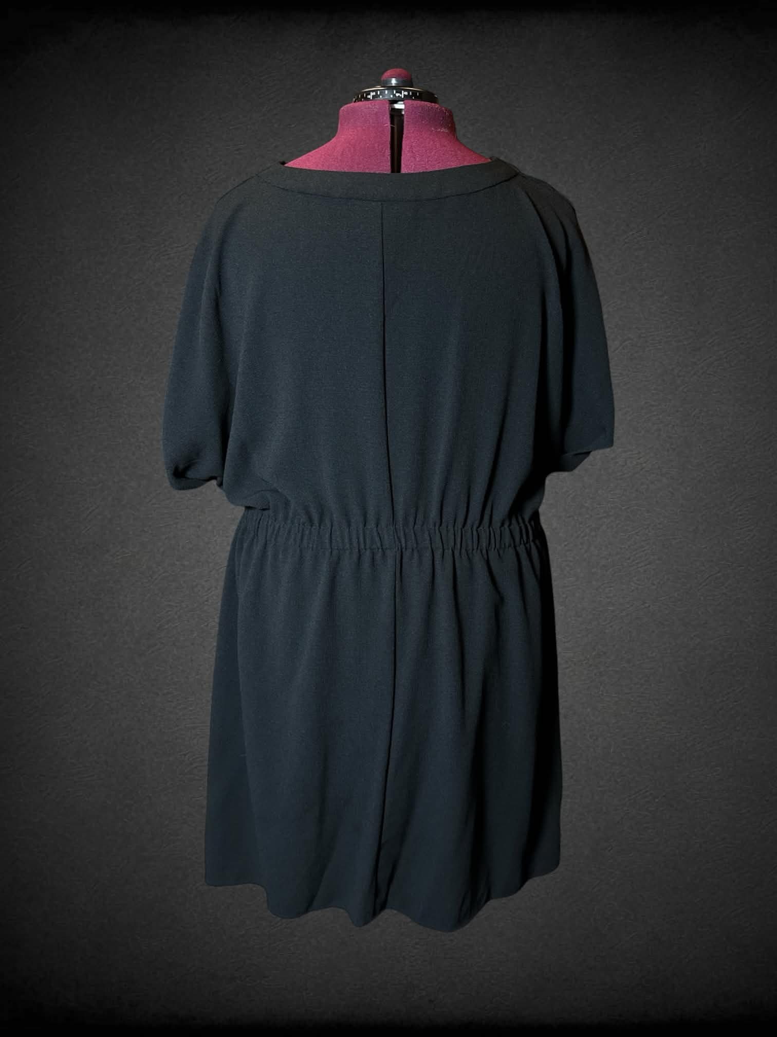 3X Lane Bryant black dress with cinched waist and decorative metal belt on front